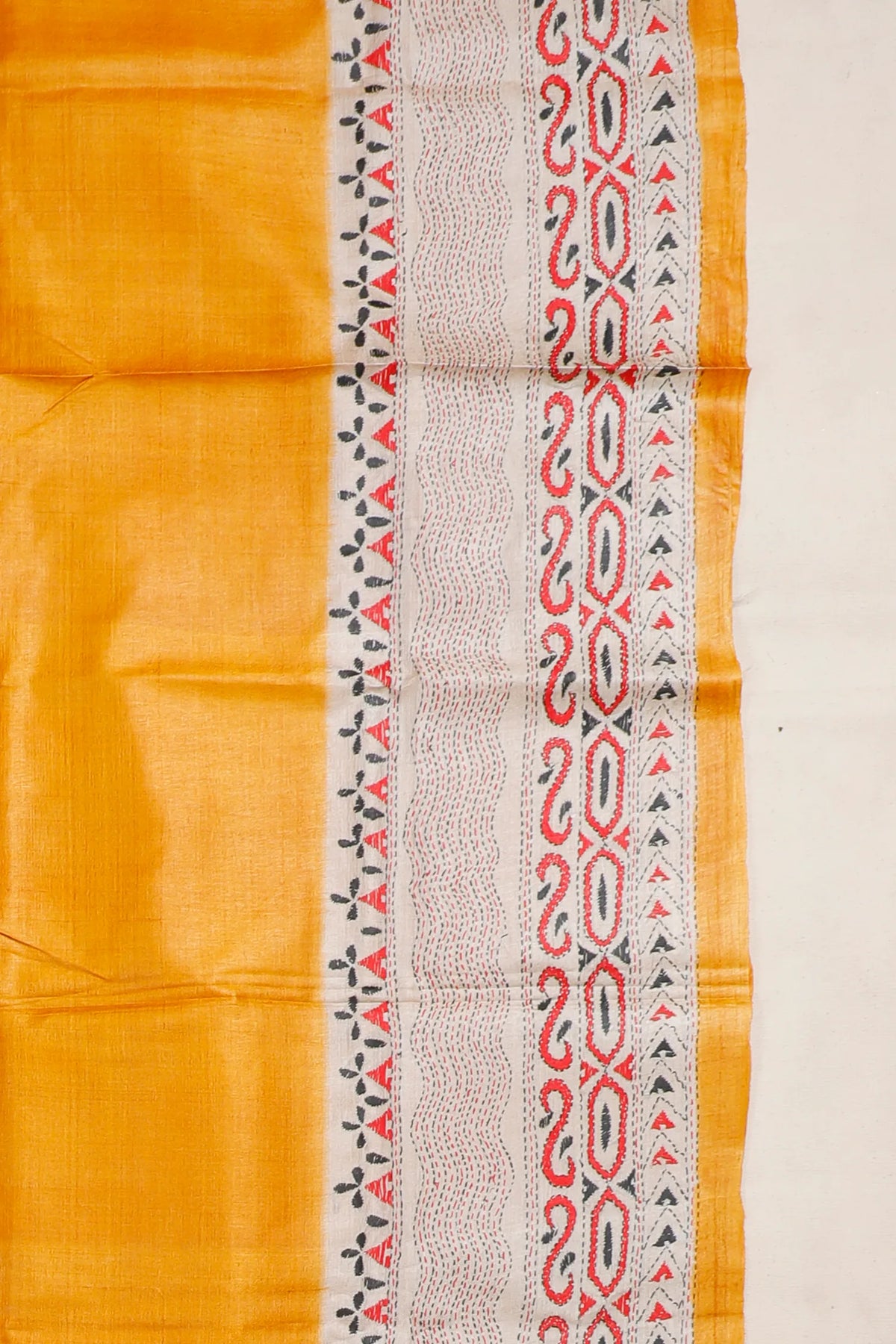 Fresh Yellow Handloom Pure Silk Katha Work Saree