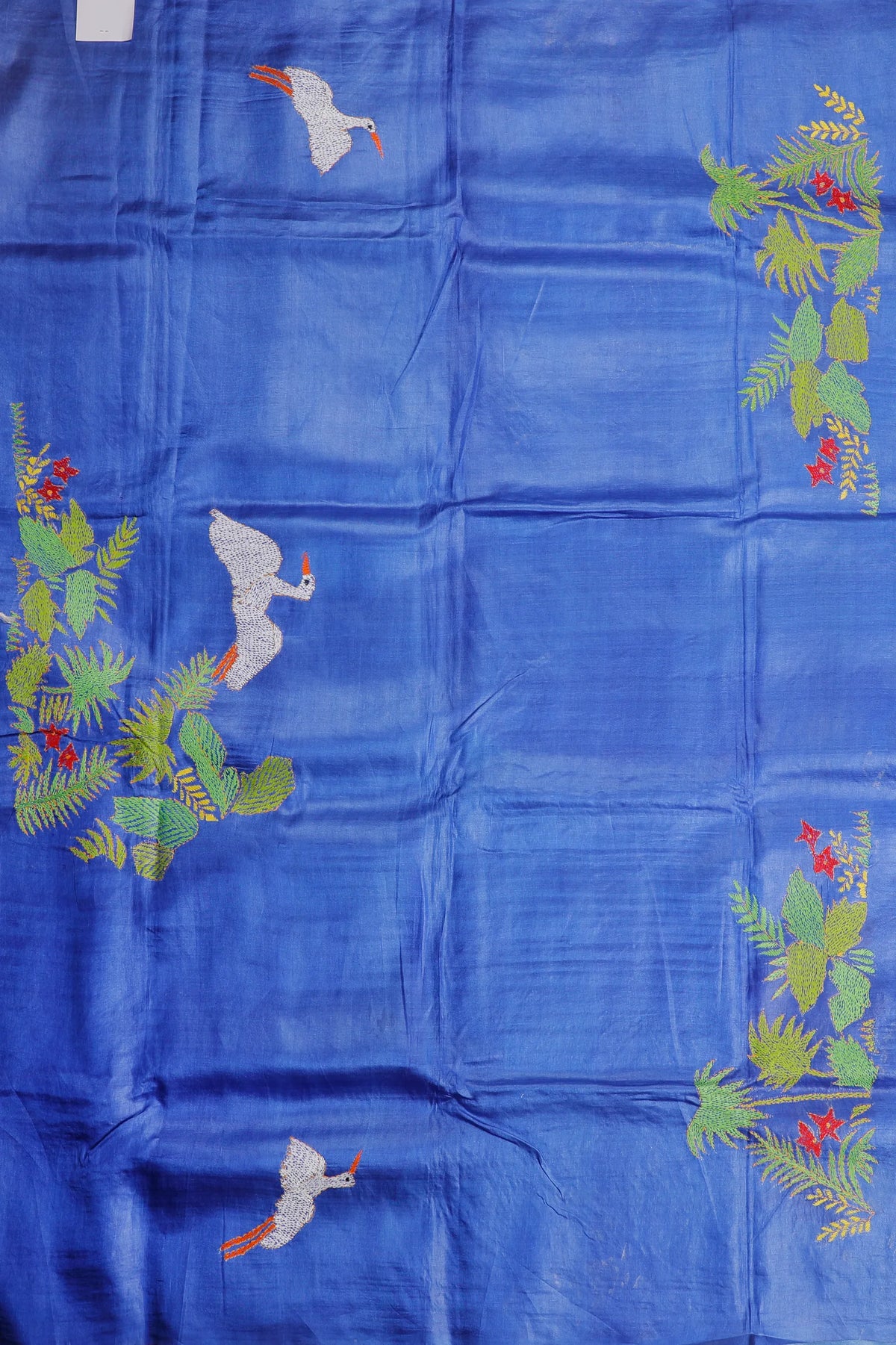 Multicoloured Handloom Tussar Pure Silk Saree with Katha Work