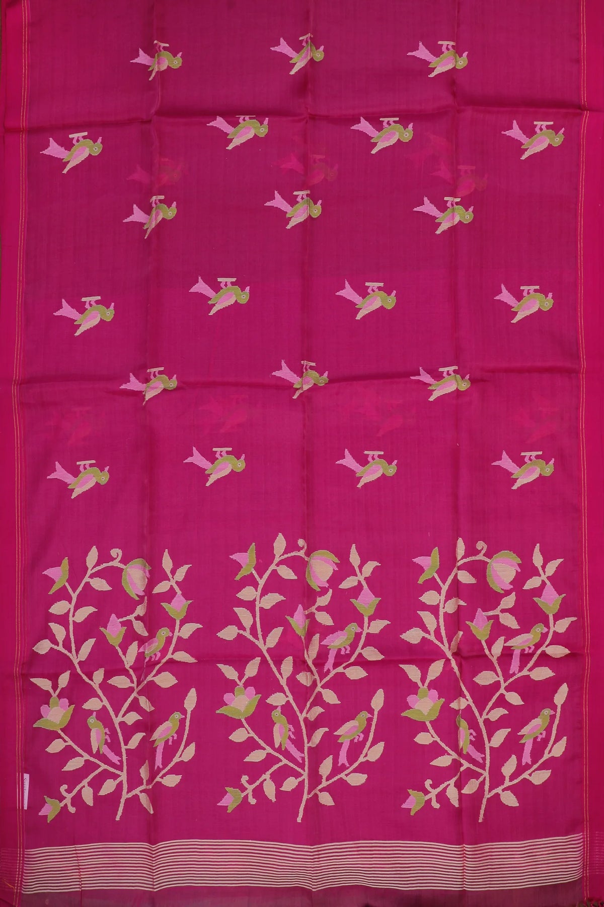Purple Handloom Muslin Jamdani Saree