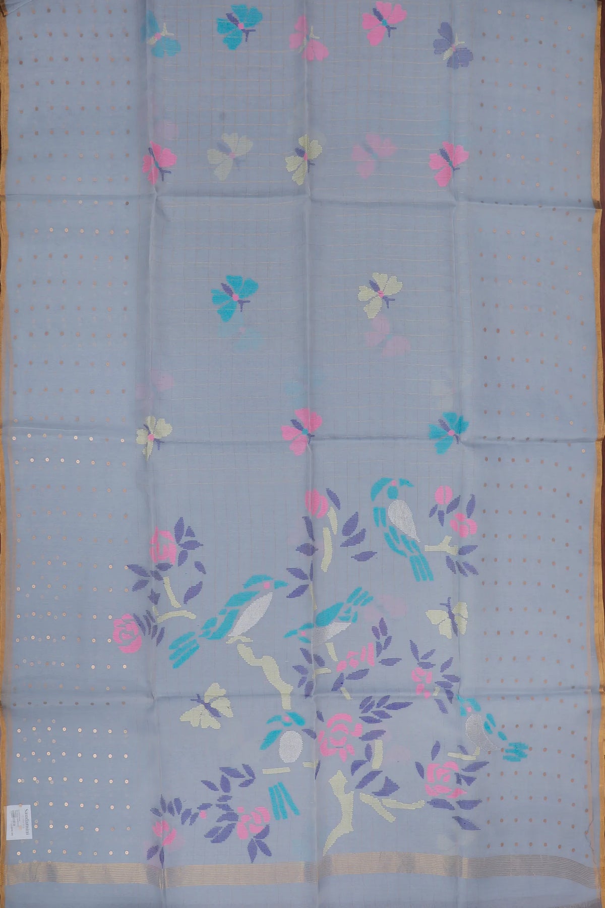 Pastel Blue Handloom Muslin Jamdani Saree
