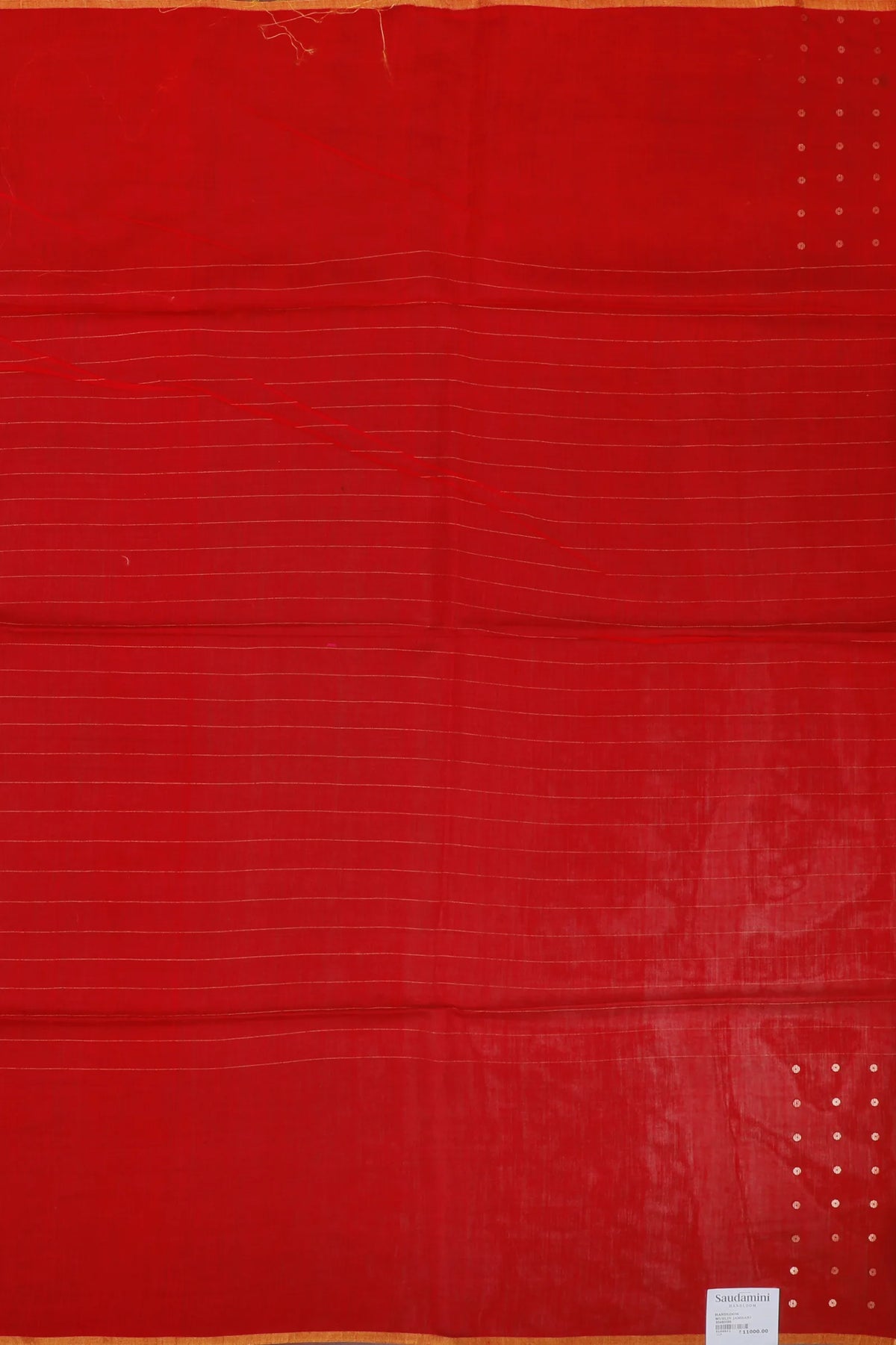 Red Handloom Muslin Jamdani Saree