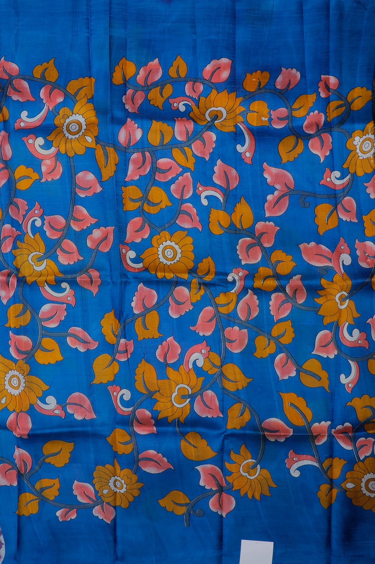 Lavender Handloom Tussar Handpainted Pure Silk Saree with Kalamkari