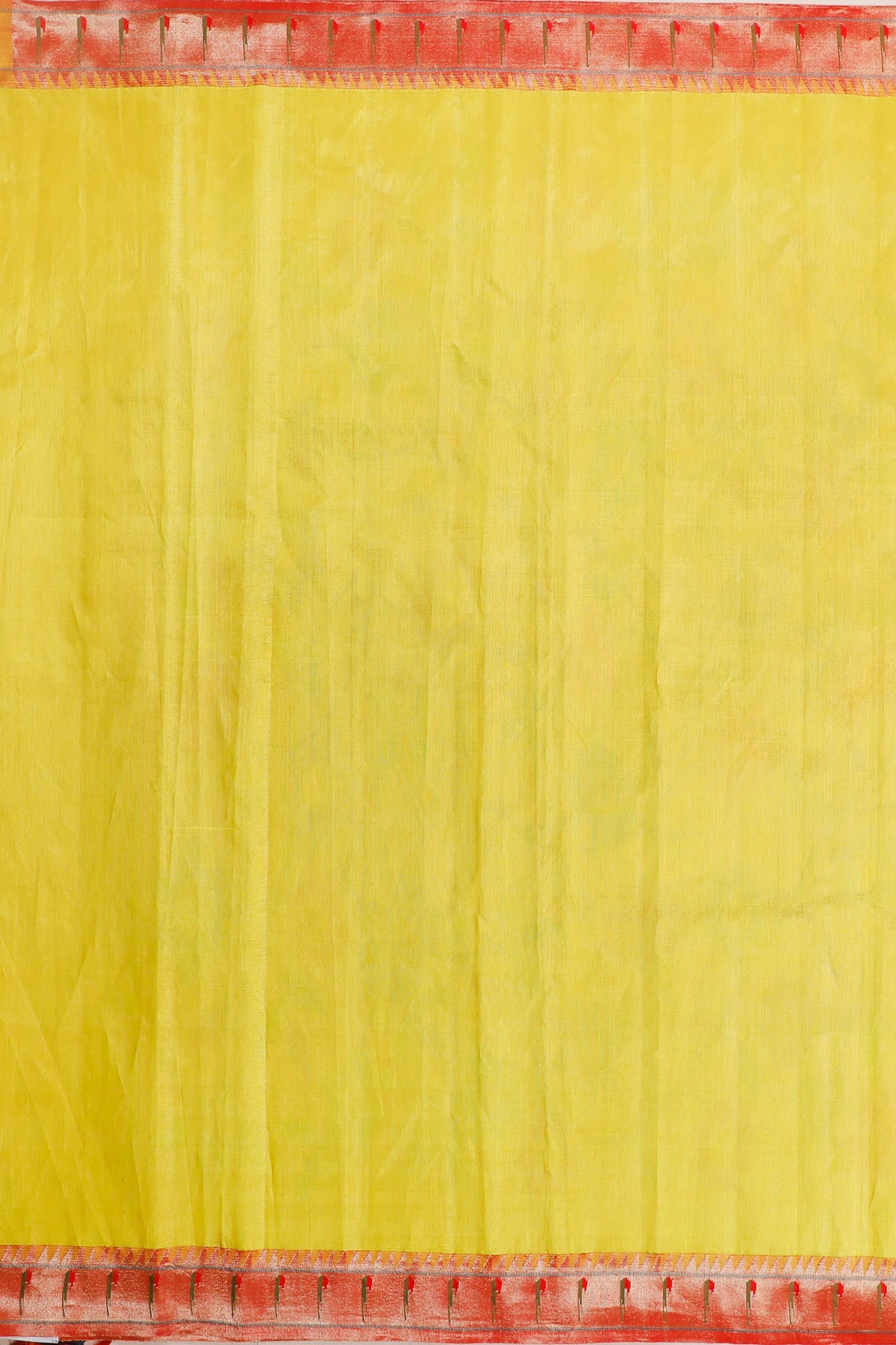 Lemon Yellow Pure Silk Handloom Tissue Paithani with All Over Design