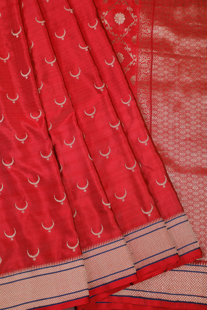 Maroon Handloom Pure Silk Chanderi Saree - Revival Design