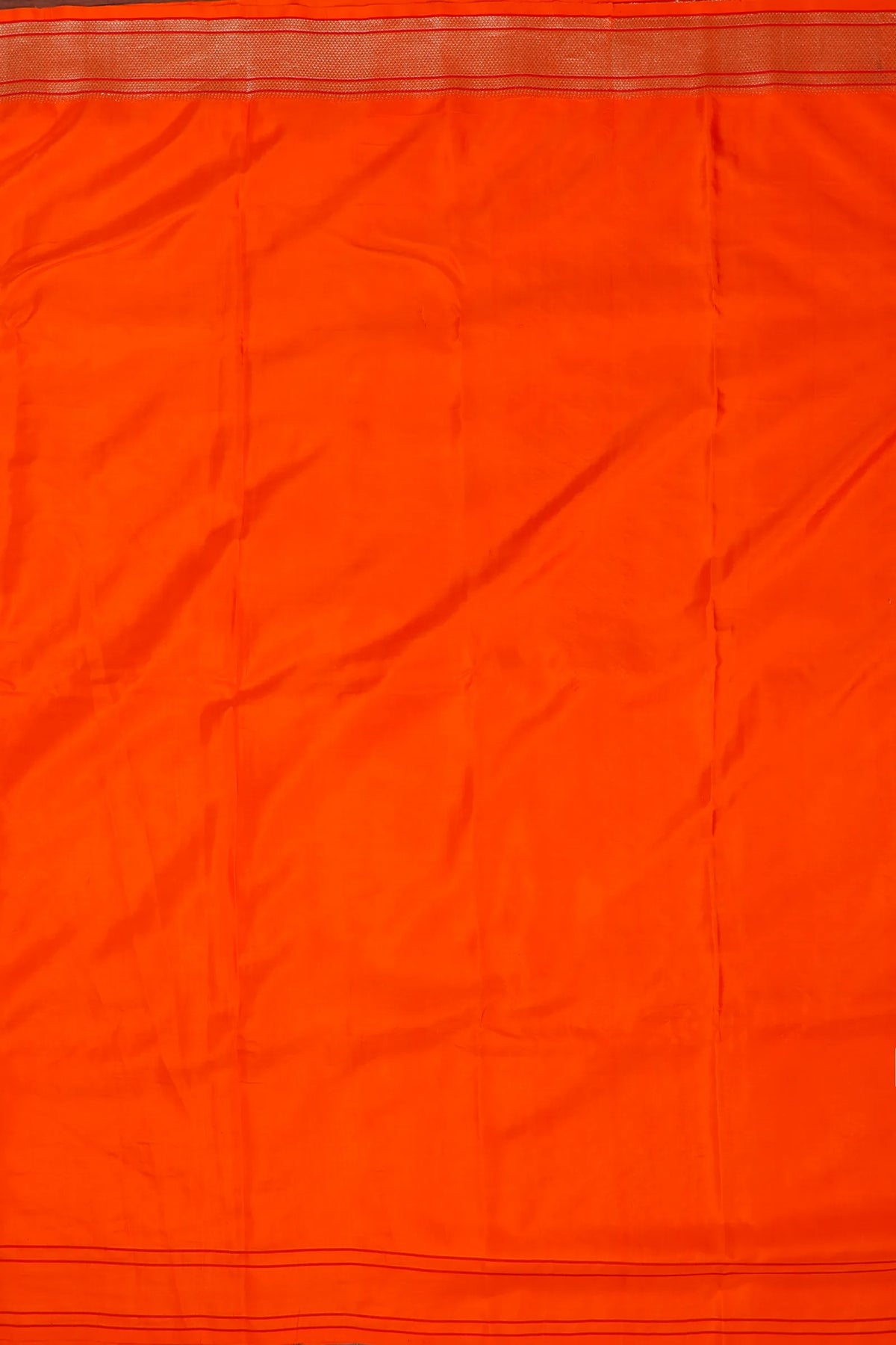 Orange Handloom Pure Silk Chanderi Saree - Revival Design