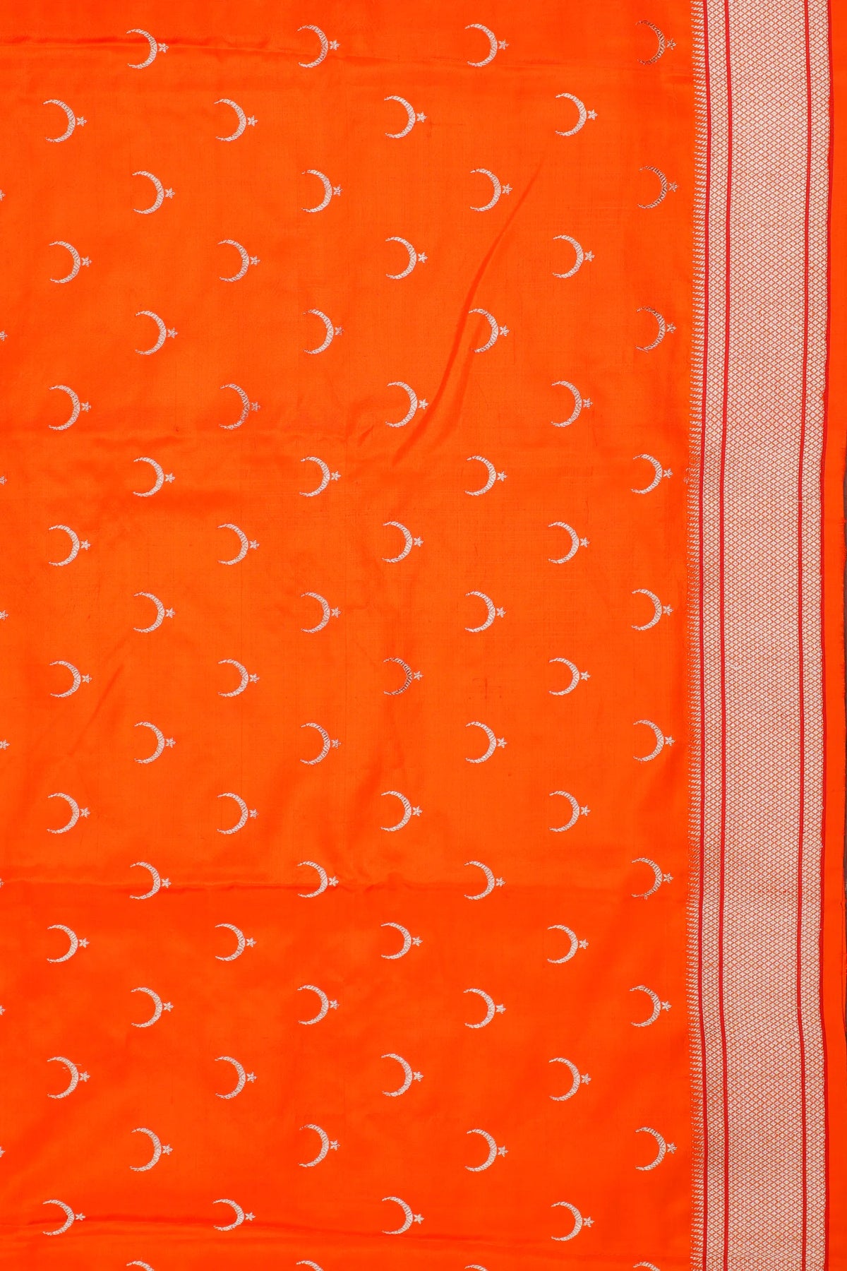 Orange Handloom Pure Silk Chanderi Saree - Revival Design