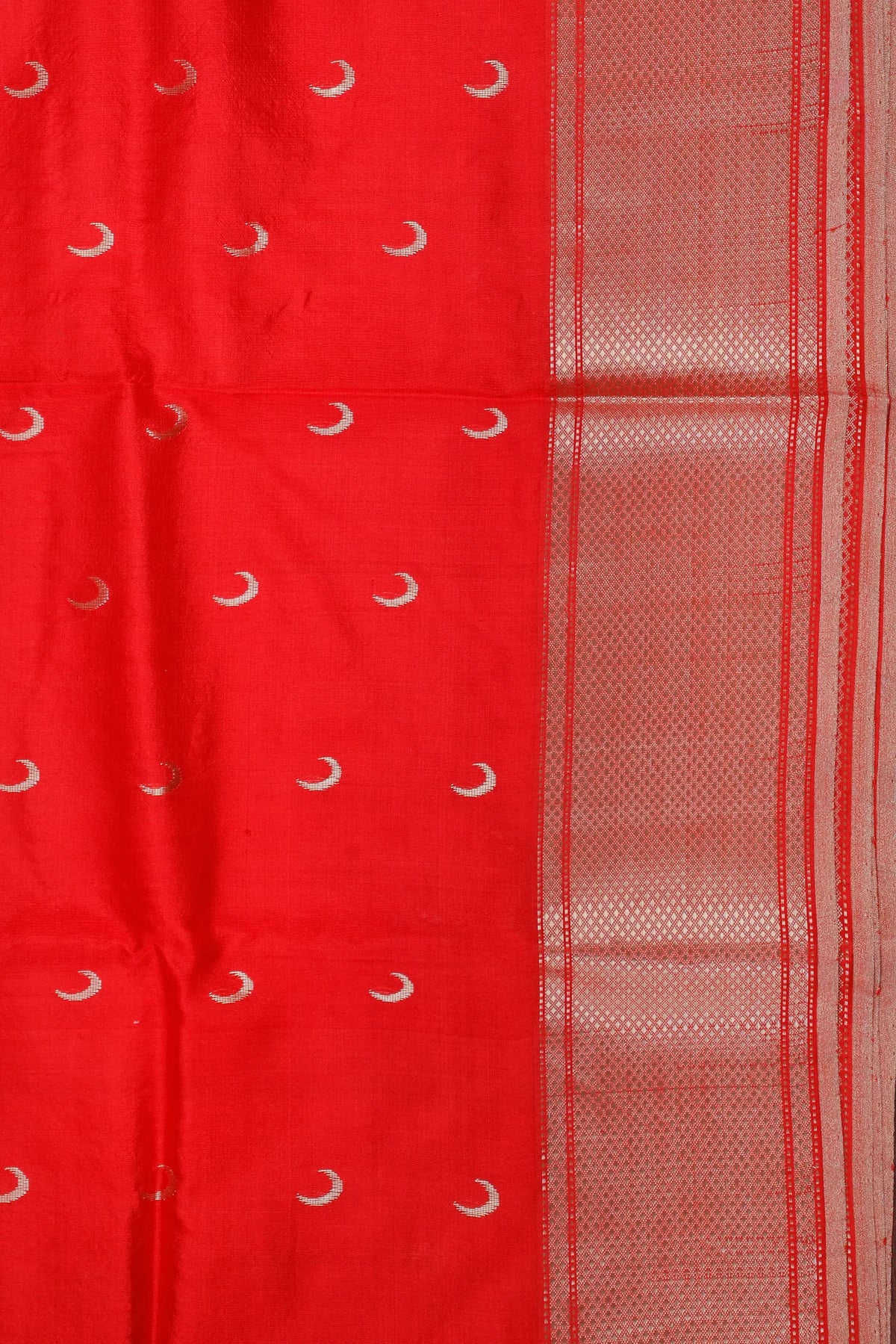 Tomato Red Handloom Chanderi Mashru Silk Saree
