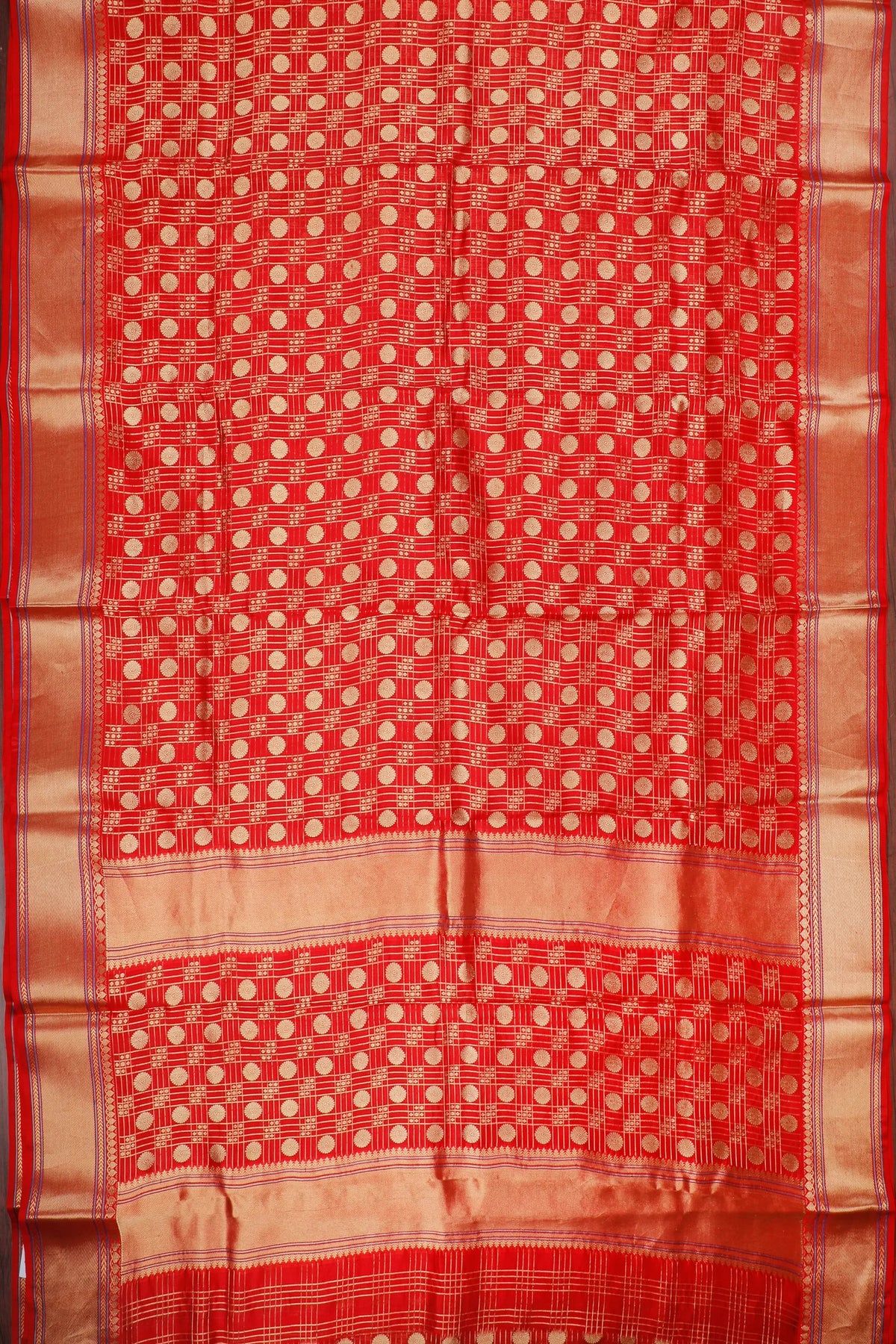 Red Handloom Chanderi Mashru Silk Saree - Revival Design