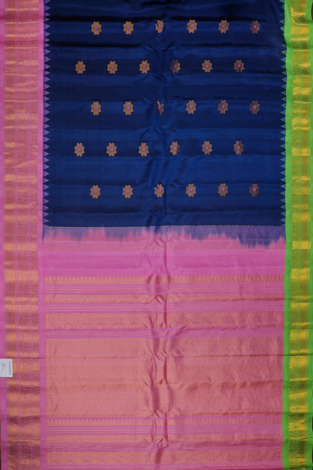 Navy Blue Handloom Pure Silk Gadwal Saree