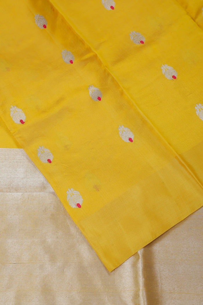 Yellow Handloom Chanderi Mashru Silk Saree