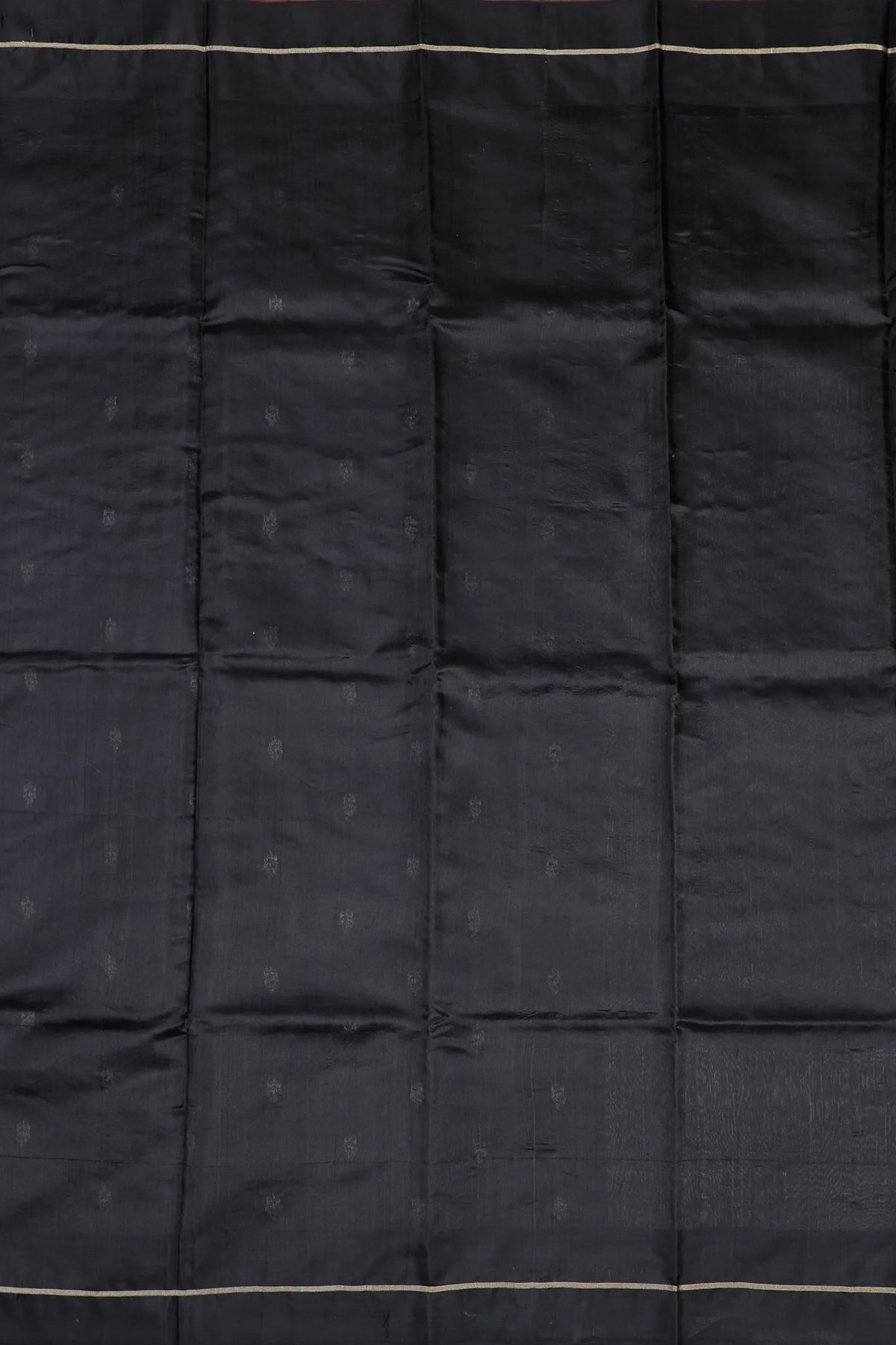 Jet Black Handloom Chanderi Mashru Silk Saree