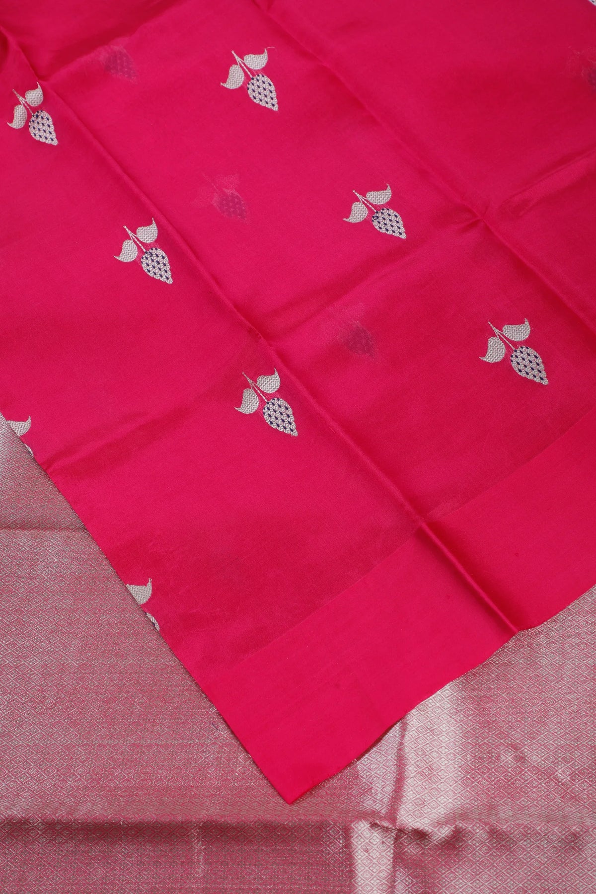 Magenta Pink Handloom Chanderi Mashru Silk Saree