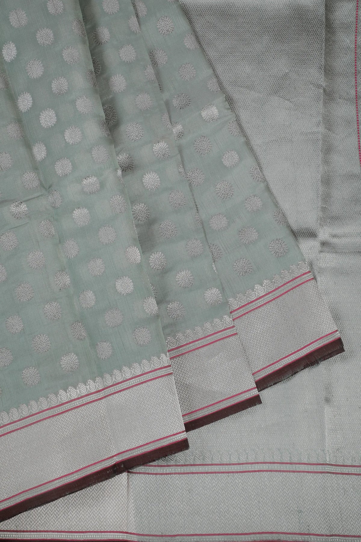 Pista Green Handloom Chanderi Mashru Silk Saree - Revival Design