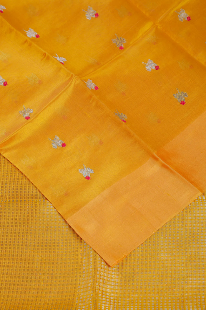 Mango Yellow Handloom Chanderi Mashru Silk Saree