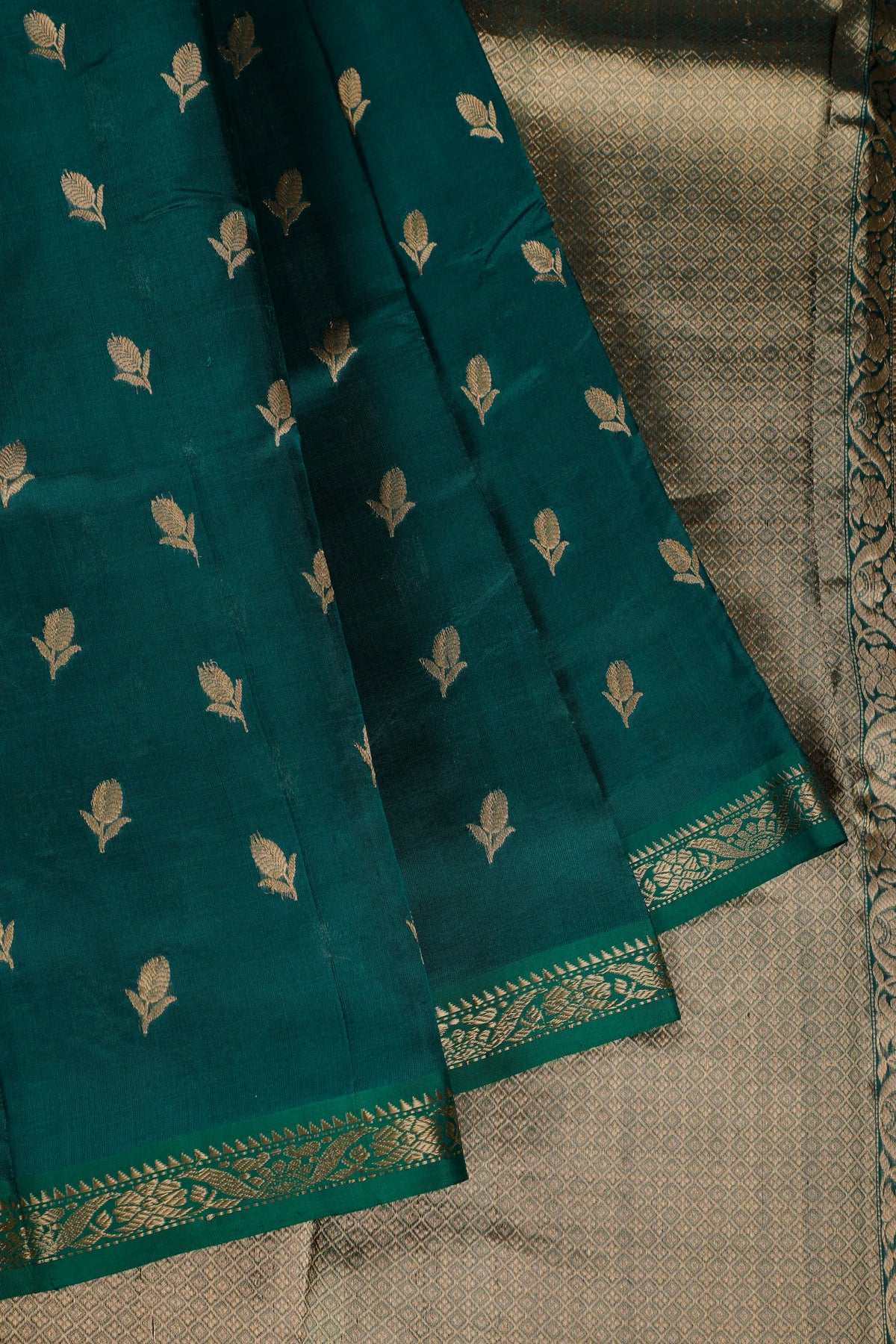 Emerald Green Handloom Chanderi Mashru Silk Saree