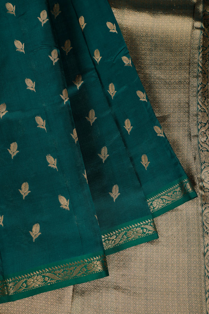 Emerald Green Handloom Chanderi Mashru Silk Saree