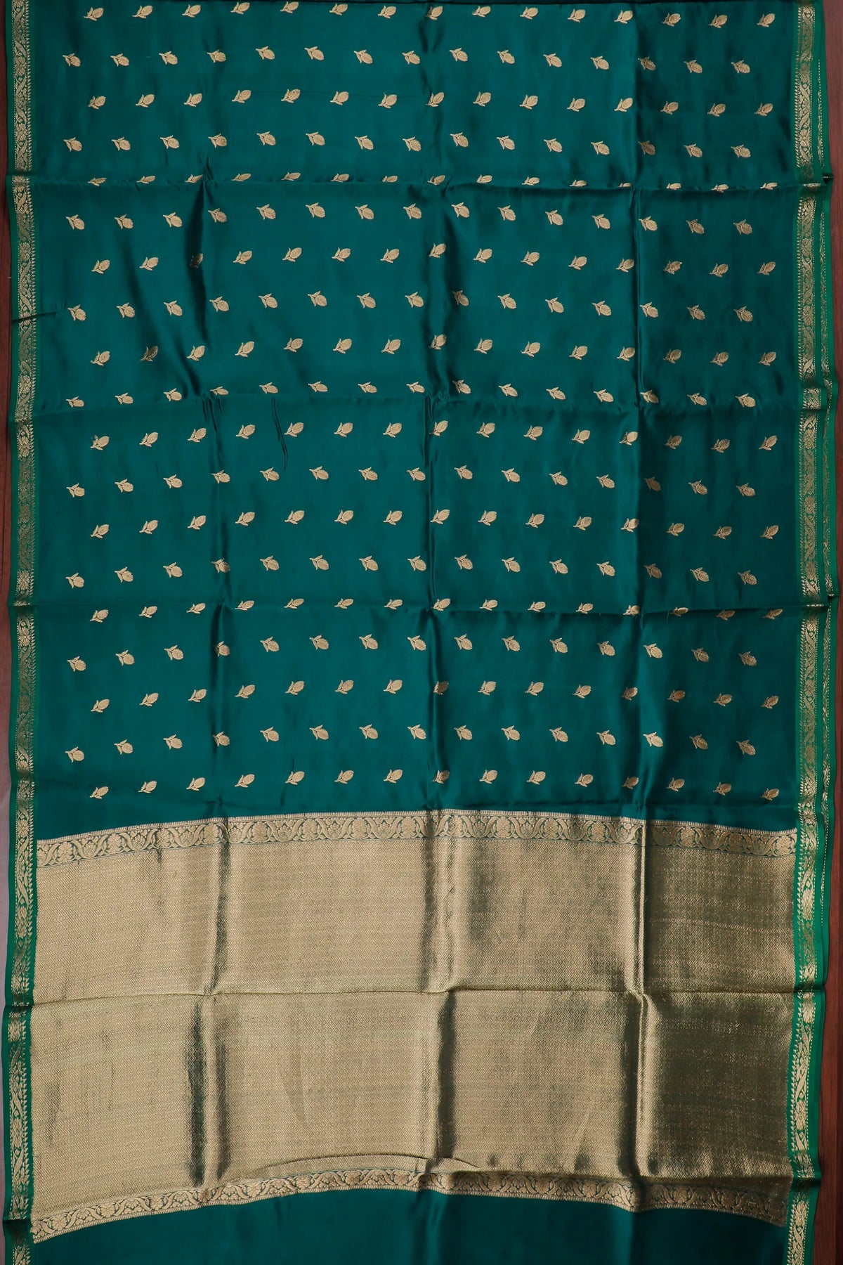 Emerald Green Handloom Chanderi Mashru Silk Saree