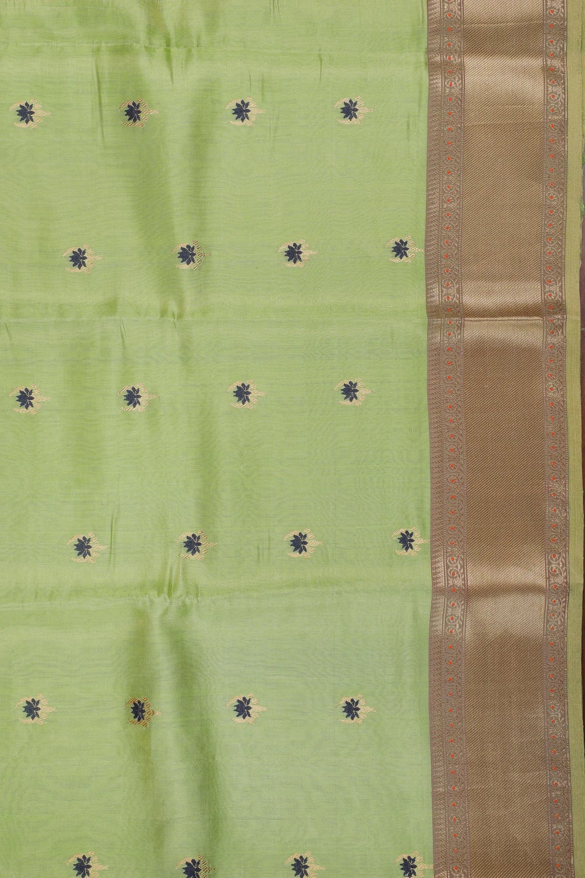 Pista Green Handloom Chanderi Mashru Silk Saree