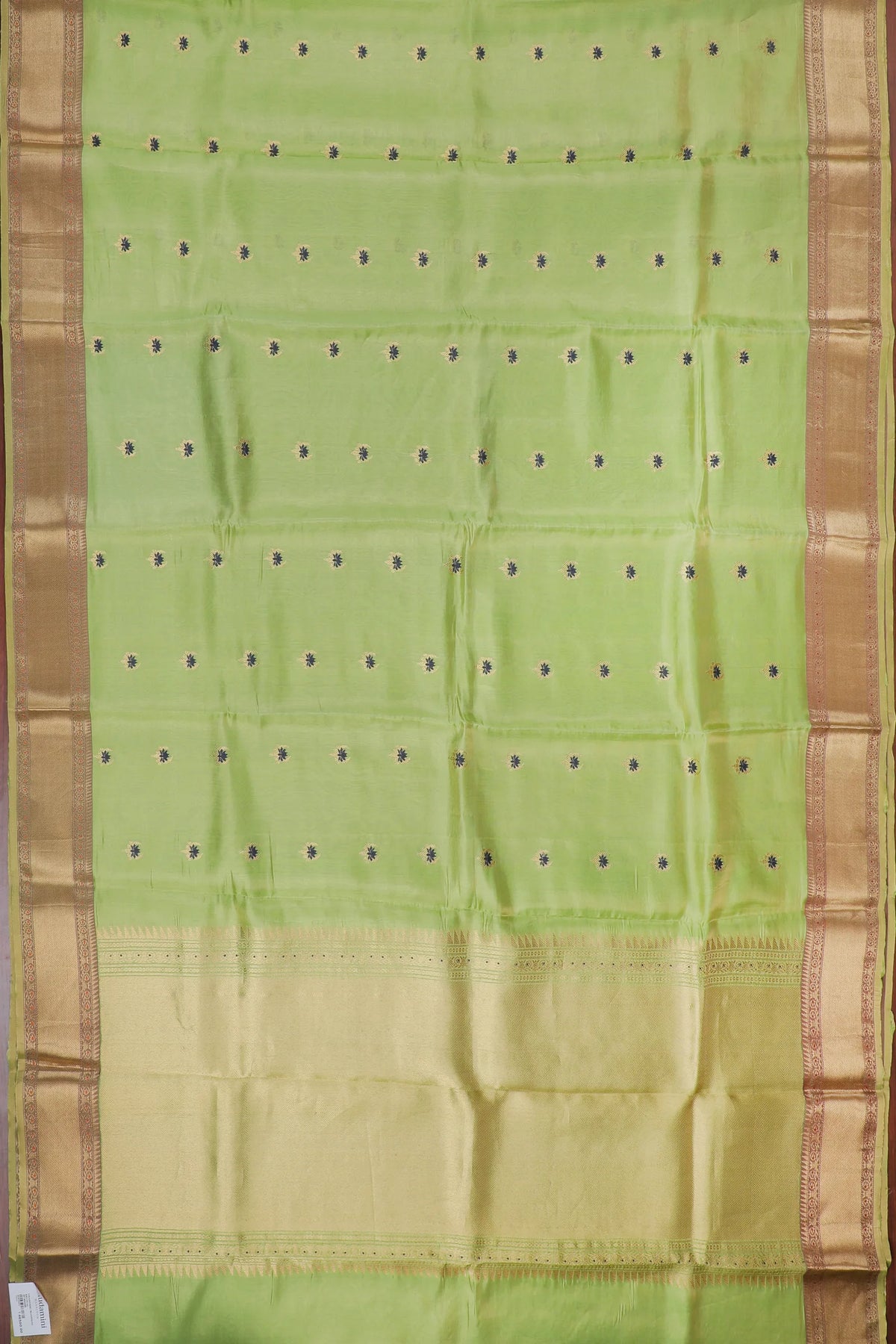 Pista Green Handloom Chanderi Mashru Silk Saree