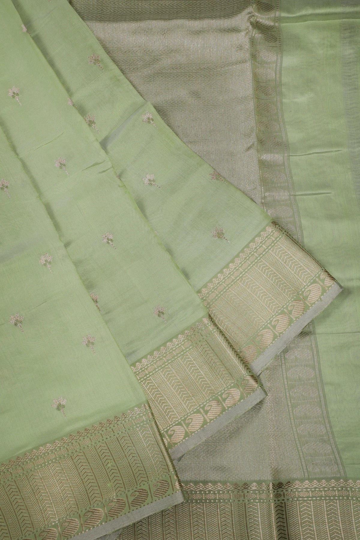 Pista Green Handloom Chanderi Mashru Silk Saree