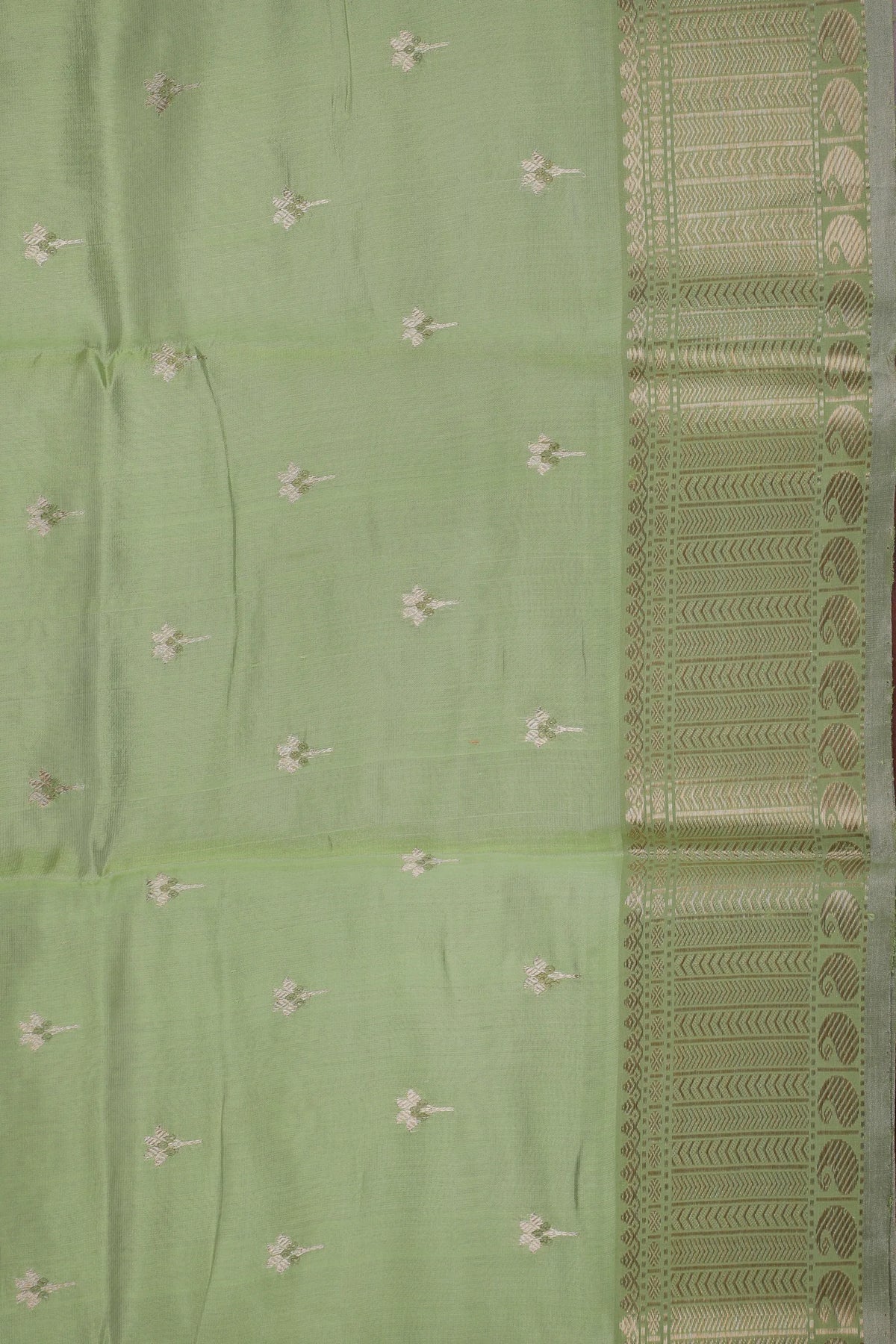 Pista Green Handloom Chanderi Mashru Silk Saree