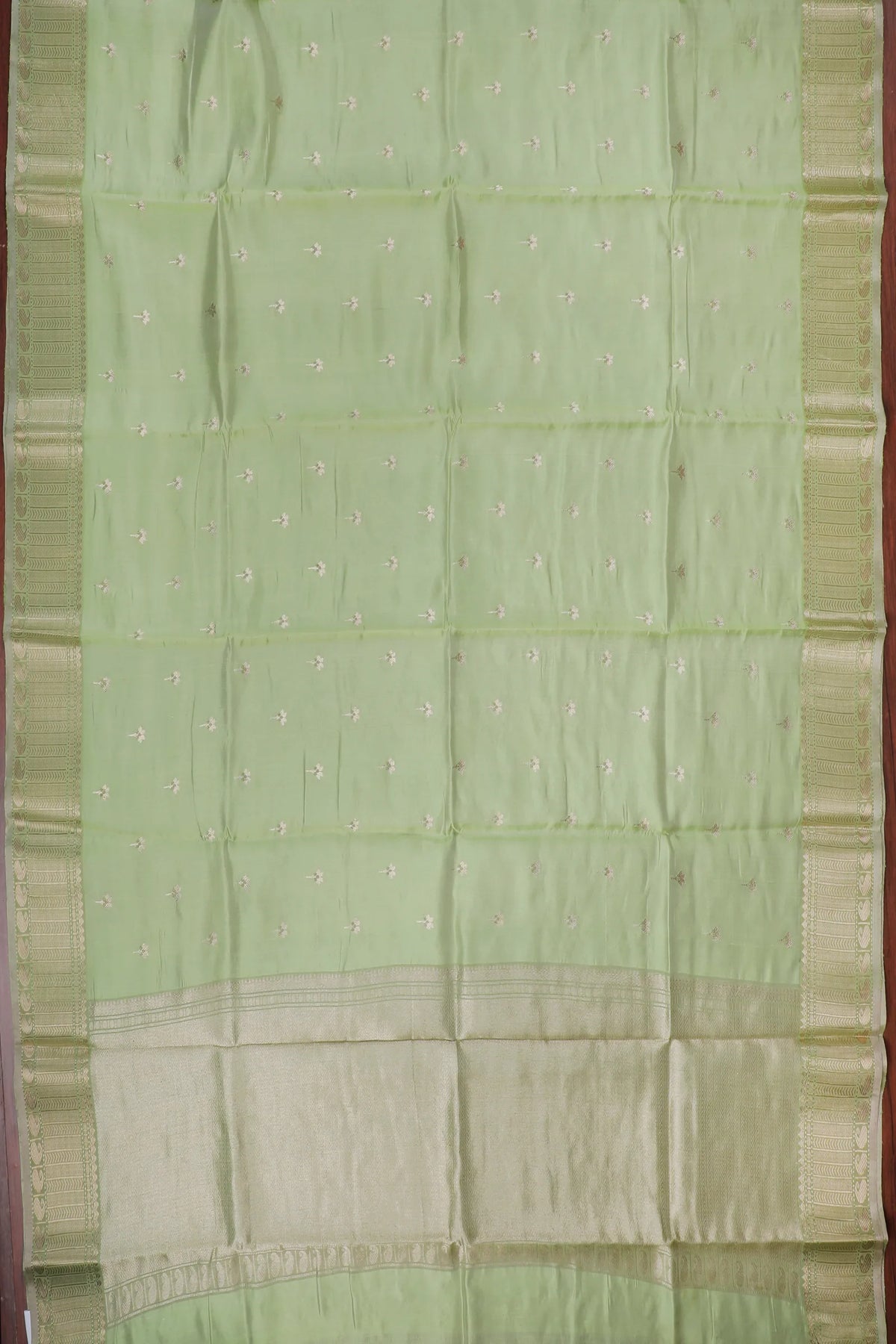 Pista Green Handloom Chanderi Mashru Silk Saree
