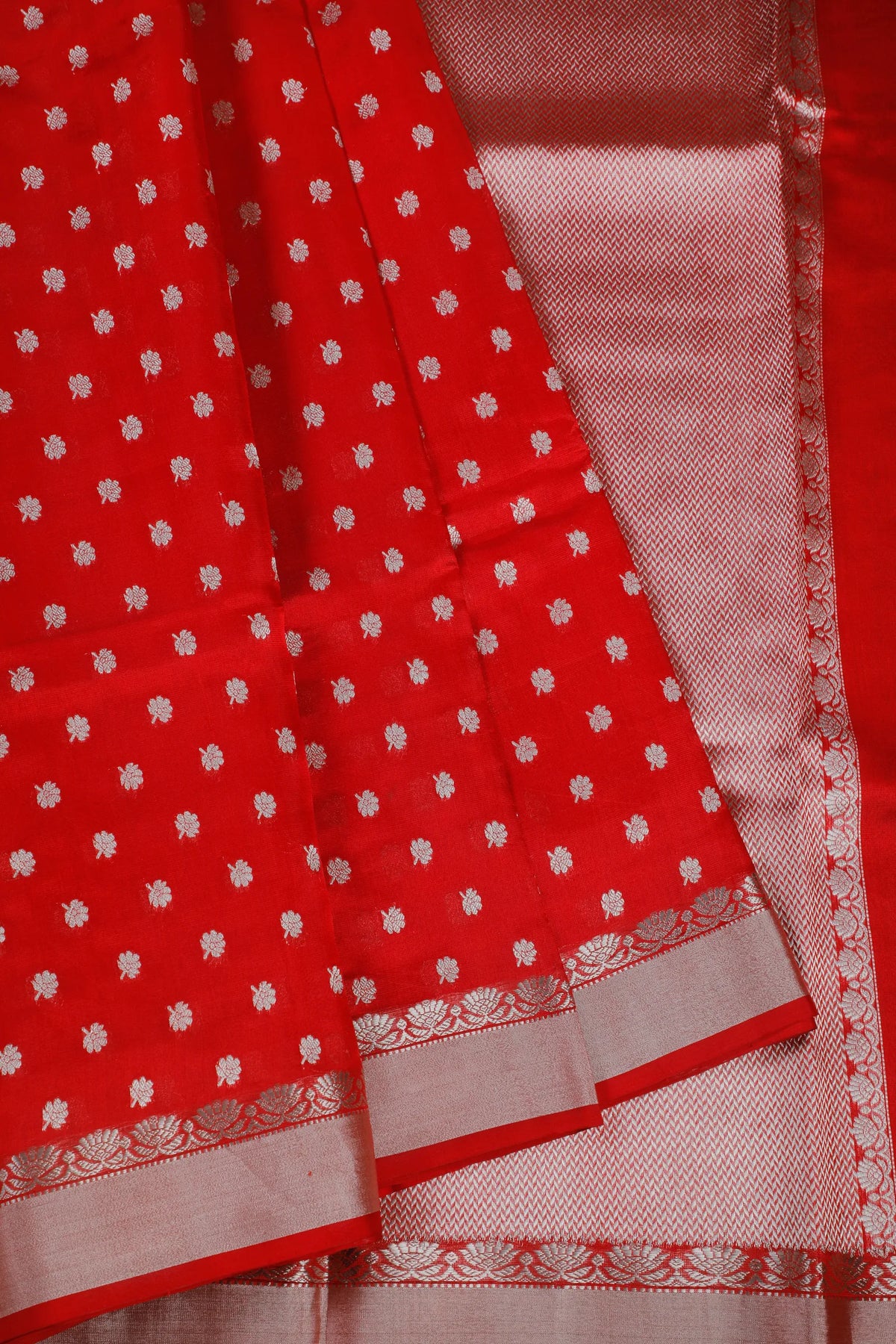 Tomato Red Handloom Chanderi Mashru Silk Saree