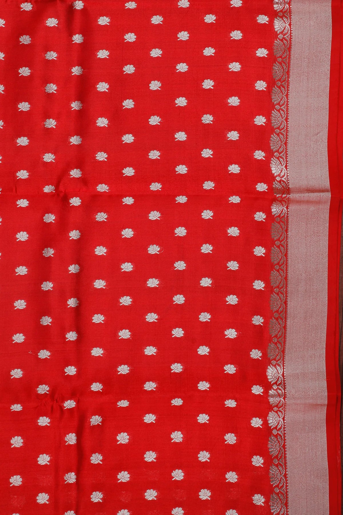 Tomato Red Handloom Chanderi Mashru Silk Saree