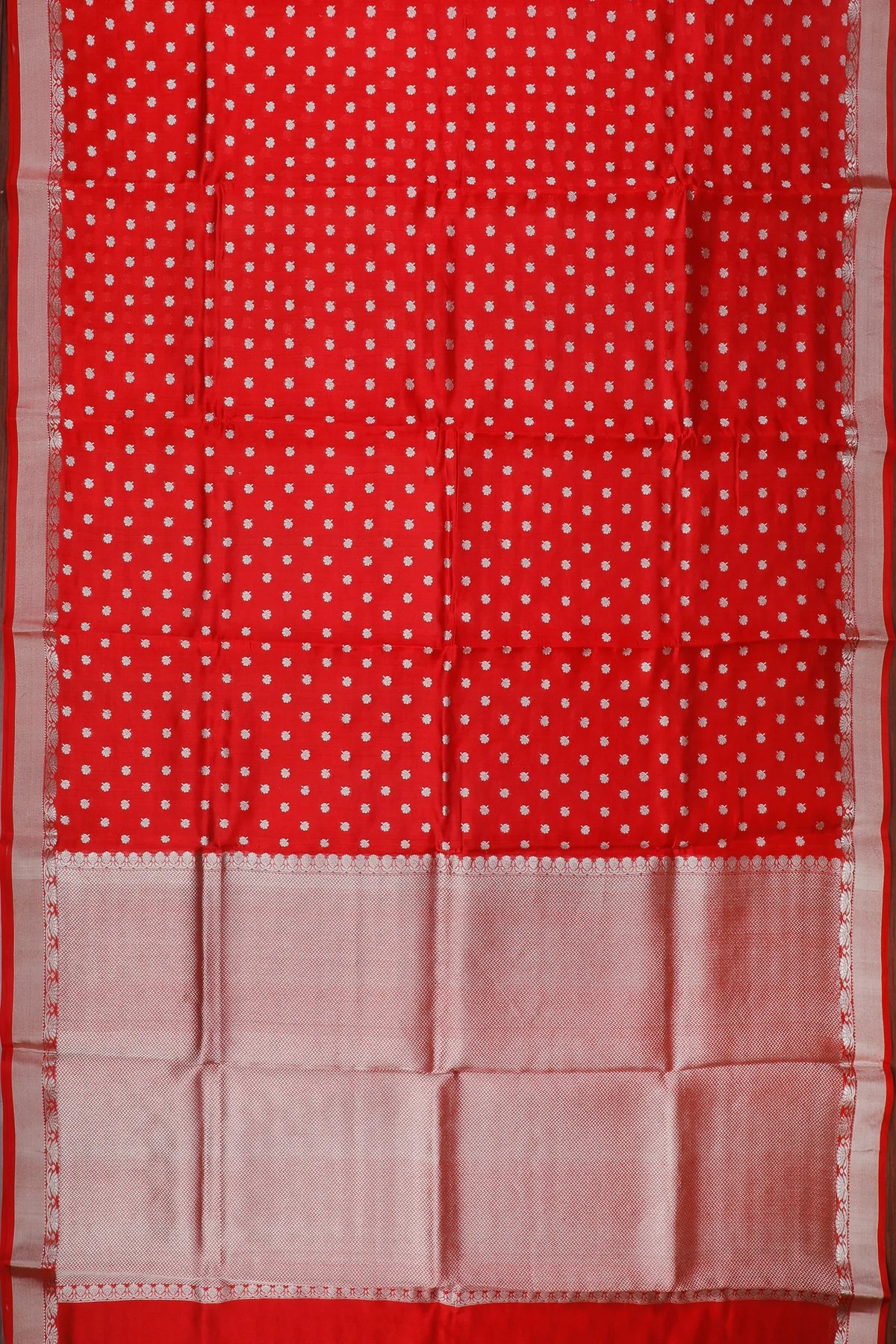 Tomato Red Handloom Chanderi Mashru Silk Saree
