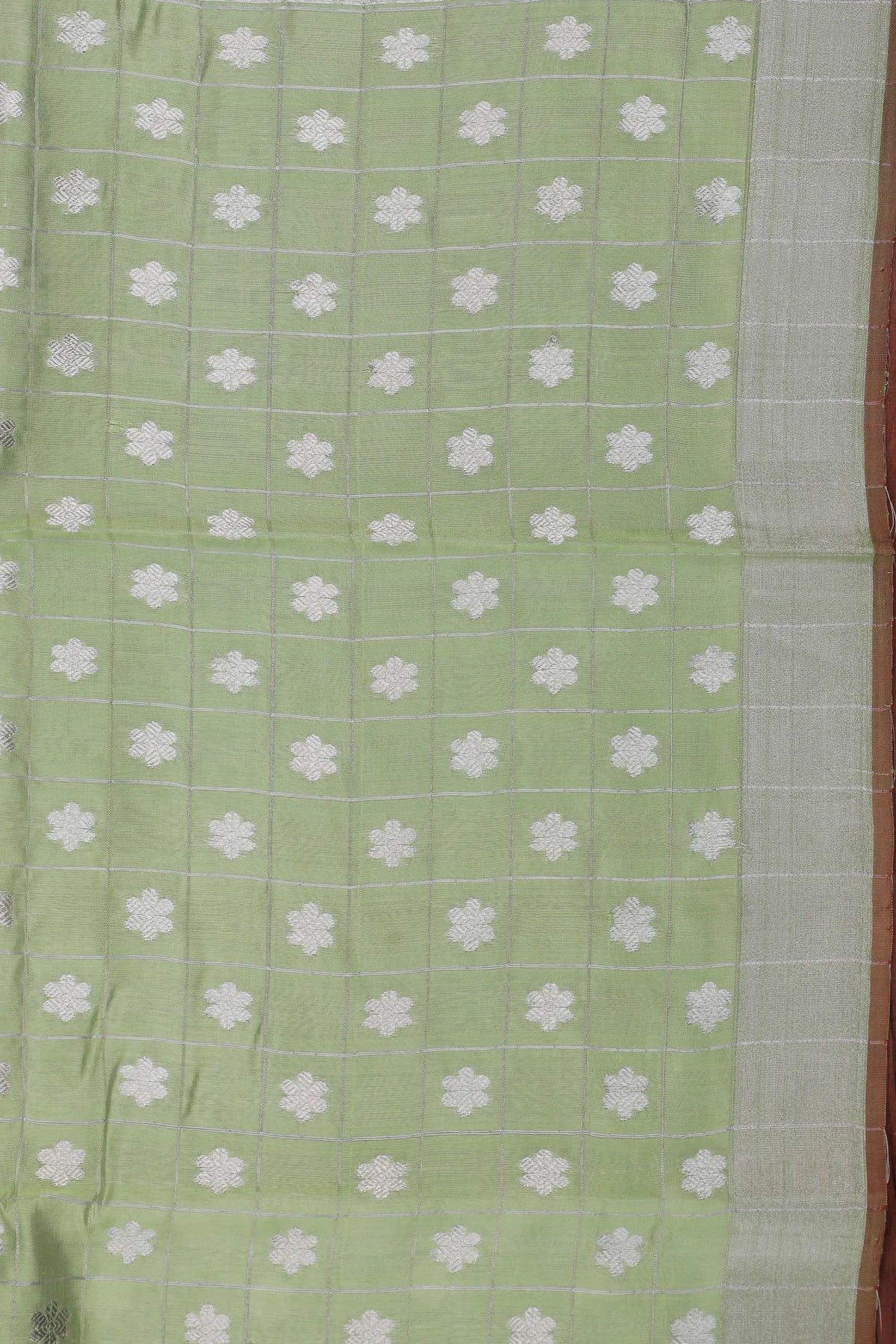 Pista Green Handloom Chanderi Mashru Silk Saree