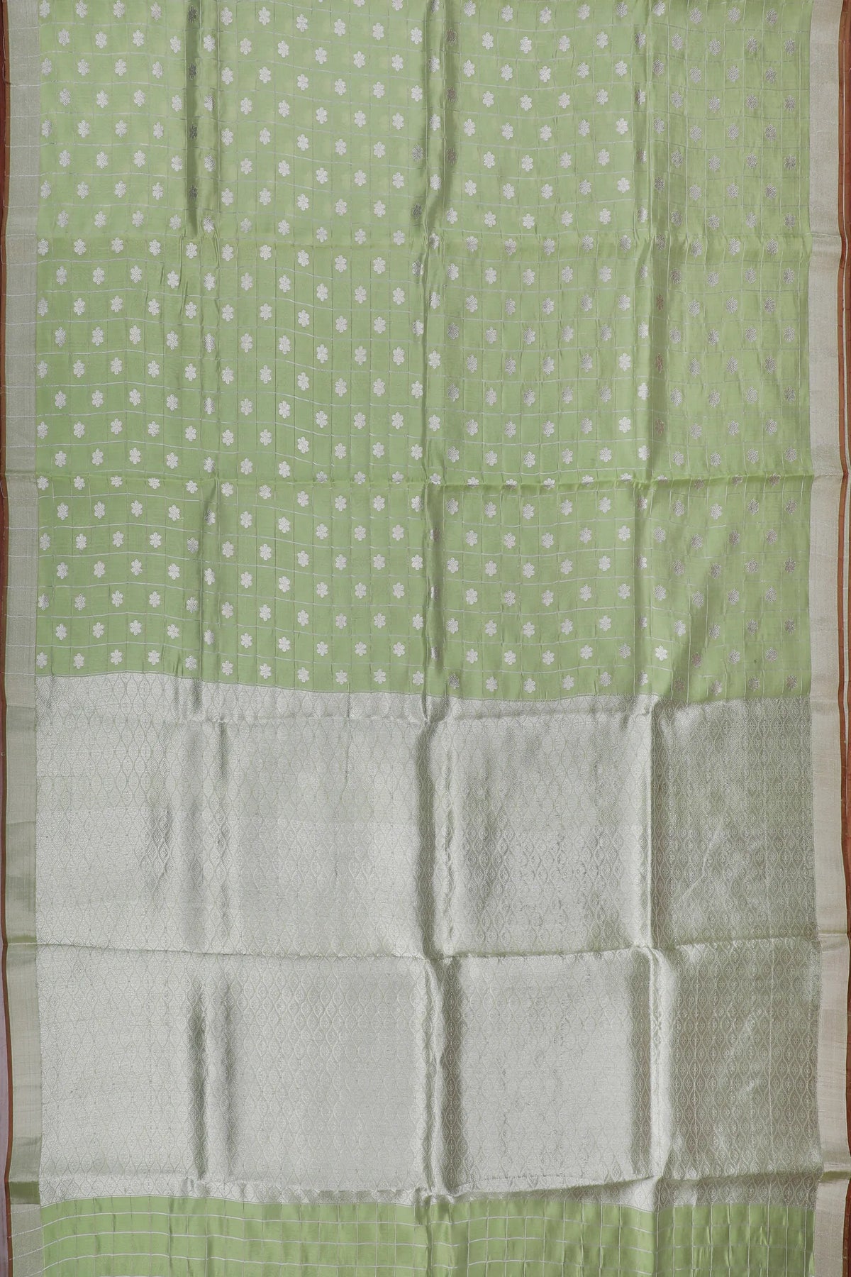 Pista Green Handloom Chanderi Mashru Silk Saree