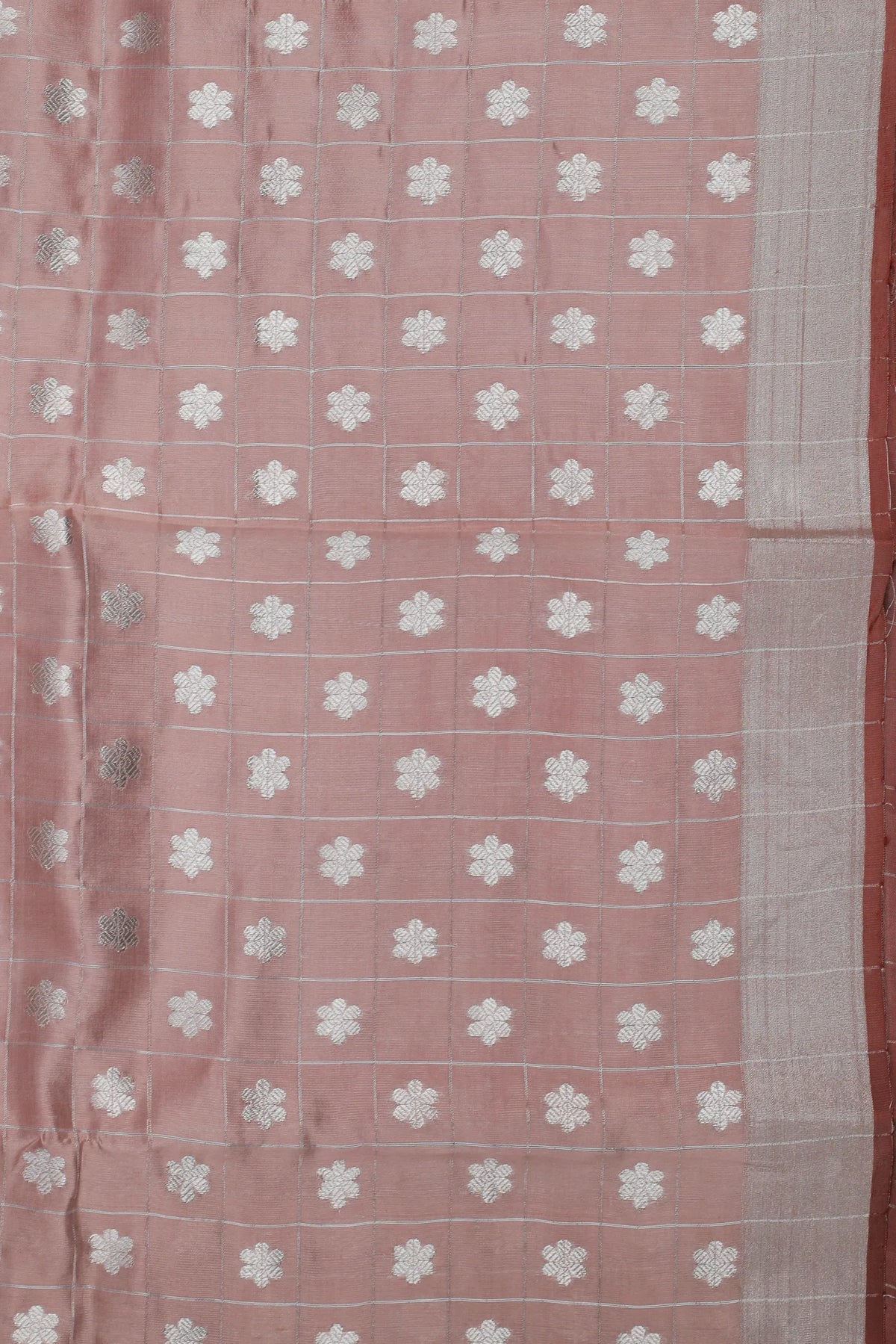 Ivory and Baby Pink Handloom Chanderi Mashru Silk Saree