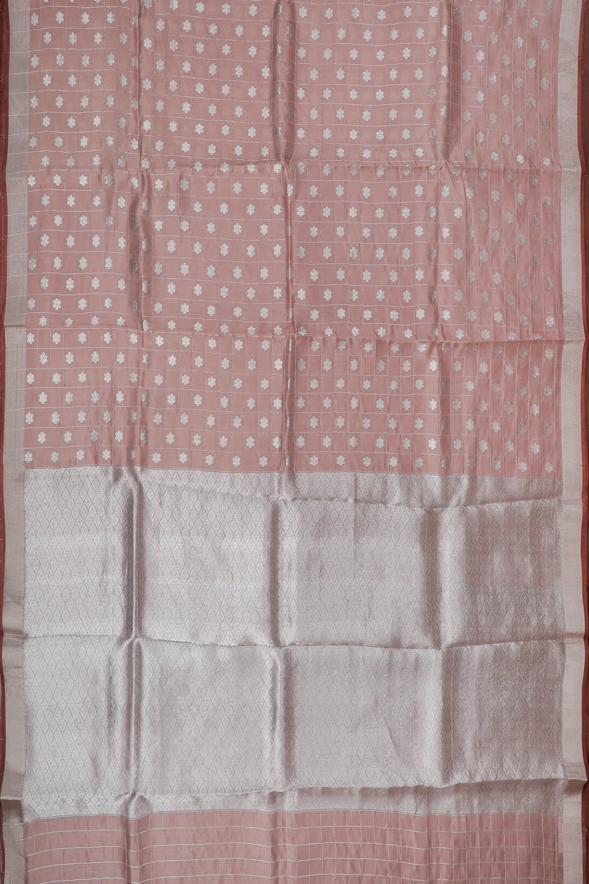 Ivory and Baby Pink Handloom Chanderi Mashru Silk Saree