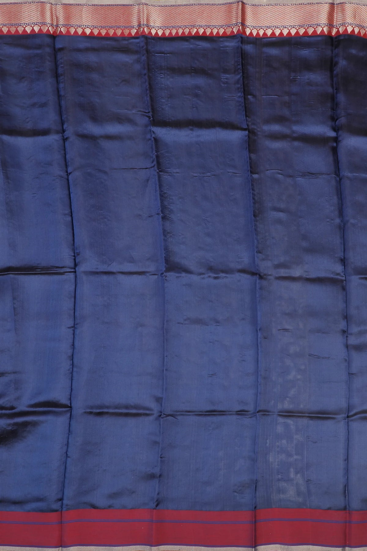 Navy Blue Handloom Pure Silk Chanderi Saree - Revival Design