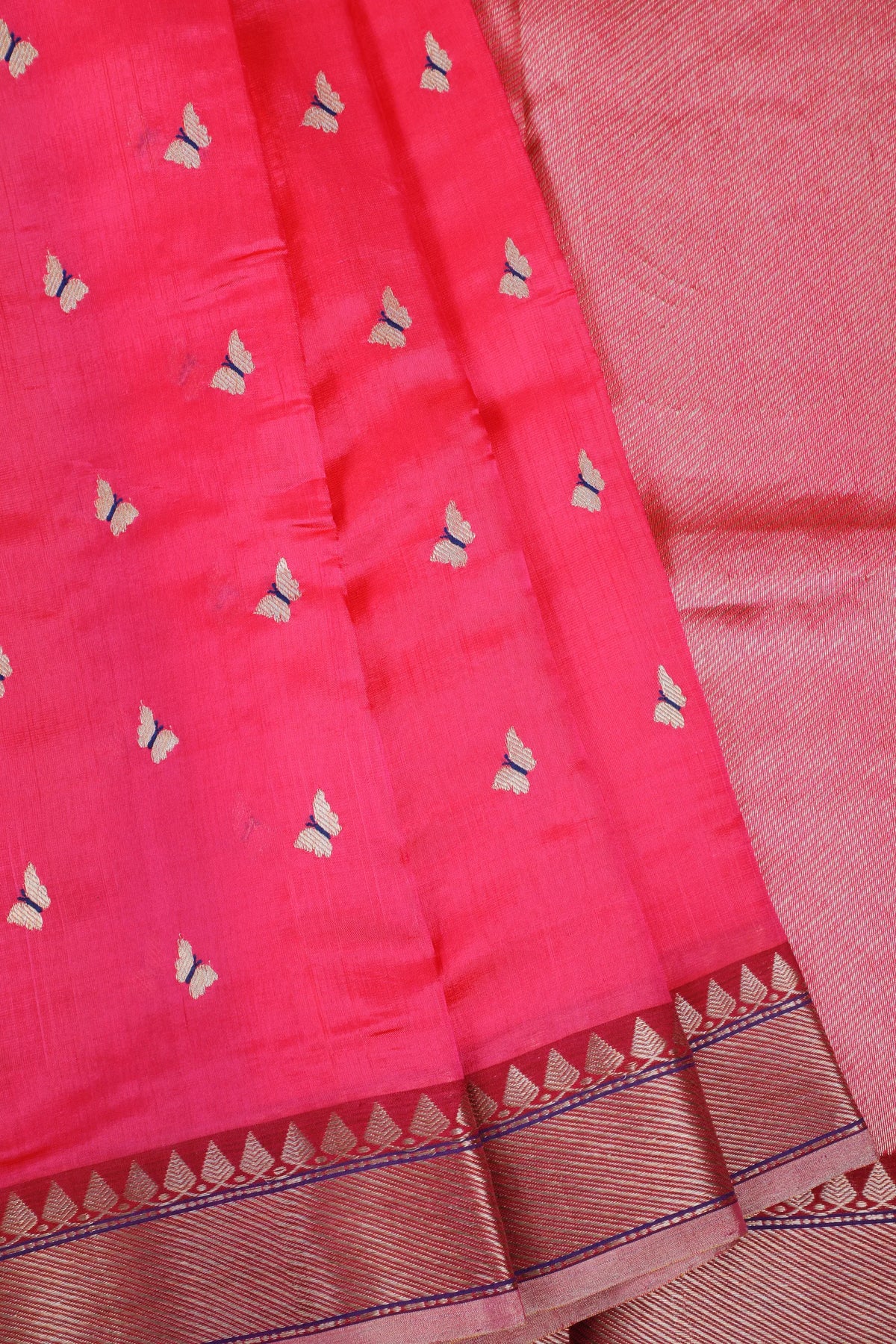 Fresh Pink Handloom Chanderi Mashru Silk Saree