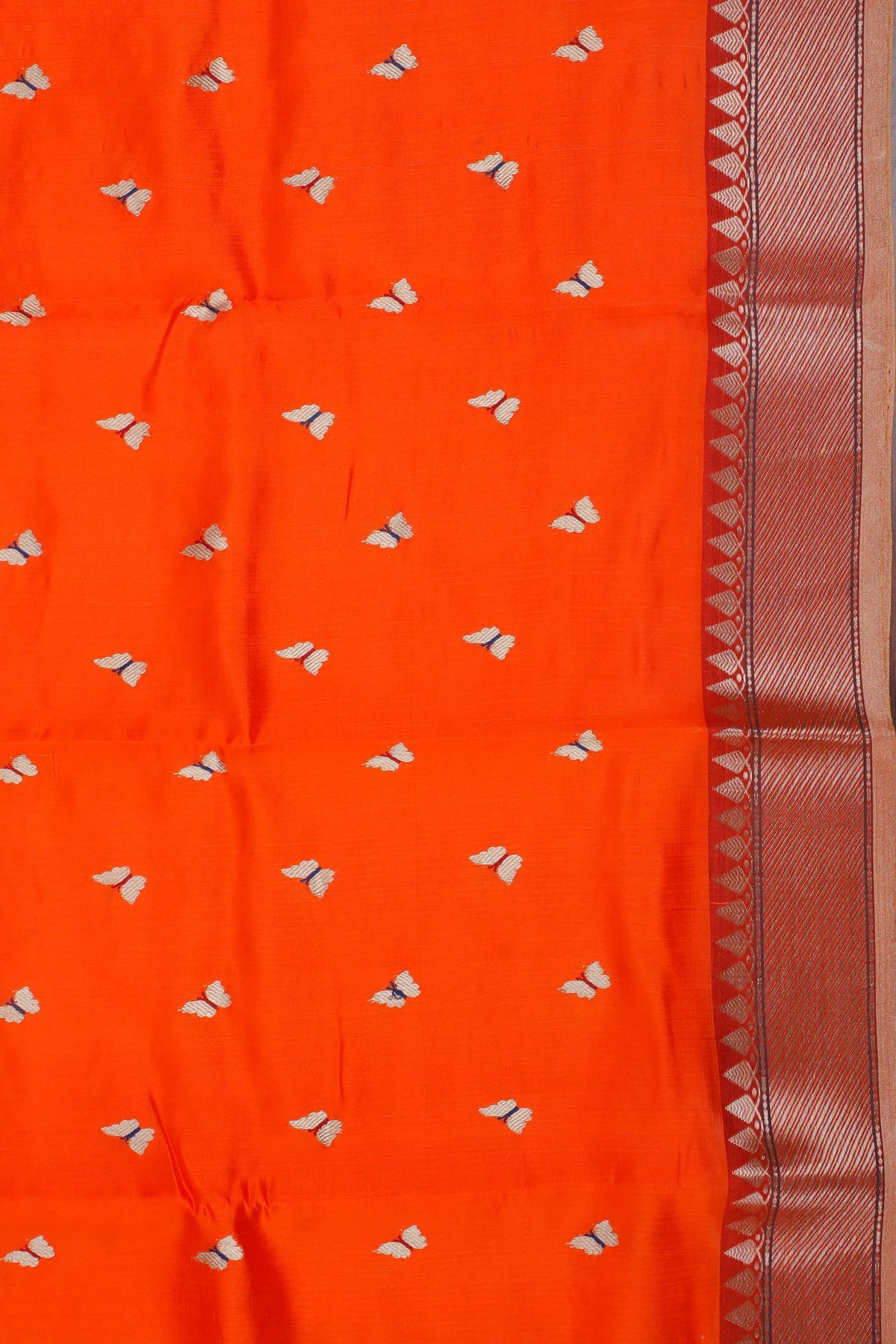 Orange Handloom Chanderi Mashru Silk Saree