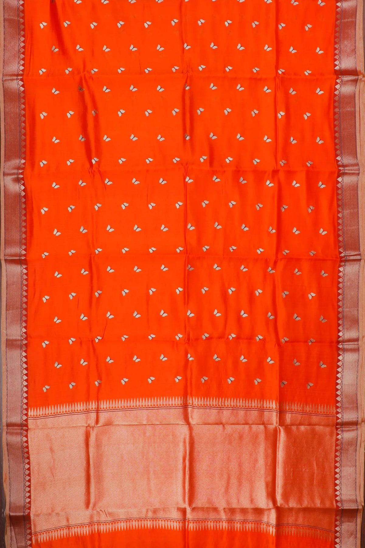 Orange Handloom Chanderi Mashru Silk Saree