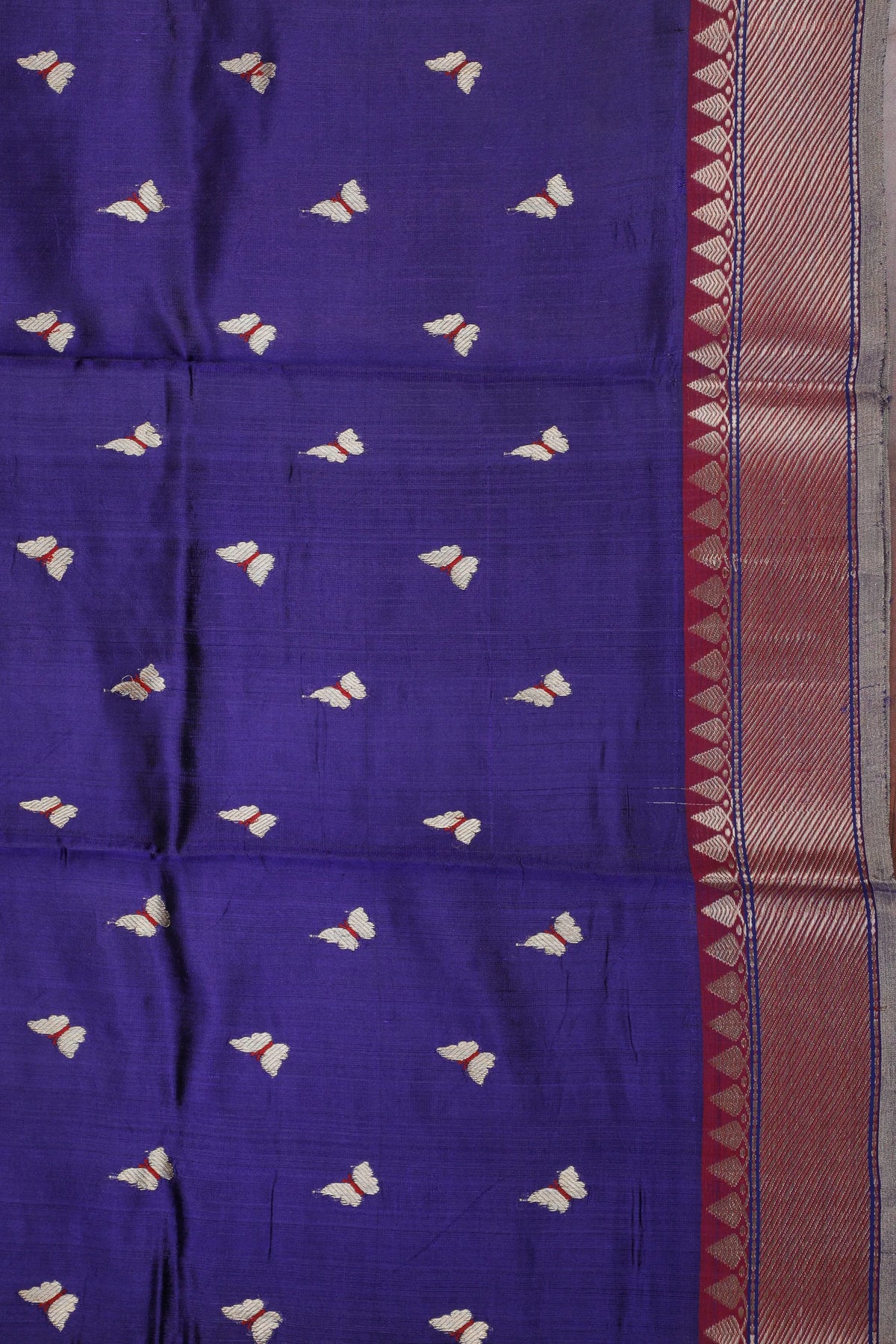 Navy Blue Handloom Chanderi Mashru Silk Saree