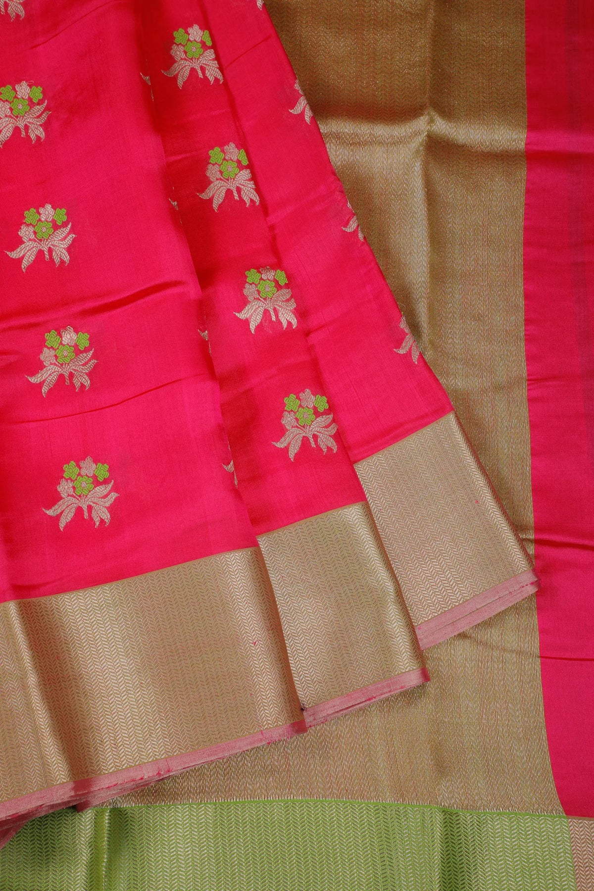 Hot Pink Handloom Chanderi Mashru Silk Saree