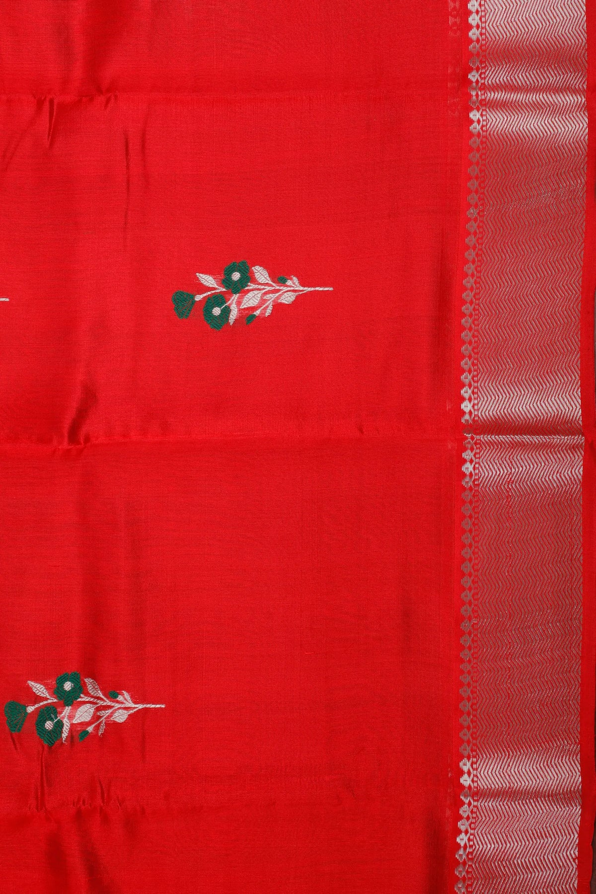 Fresh Red Handloom Chanderi Mashru Silk Saree