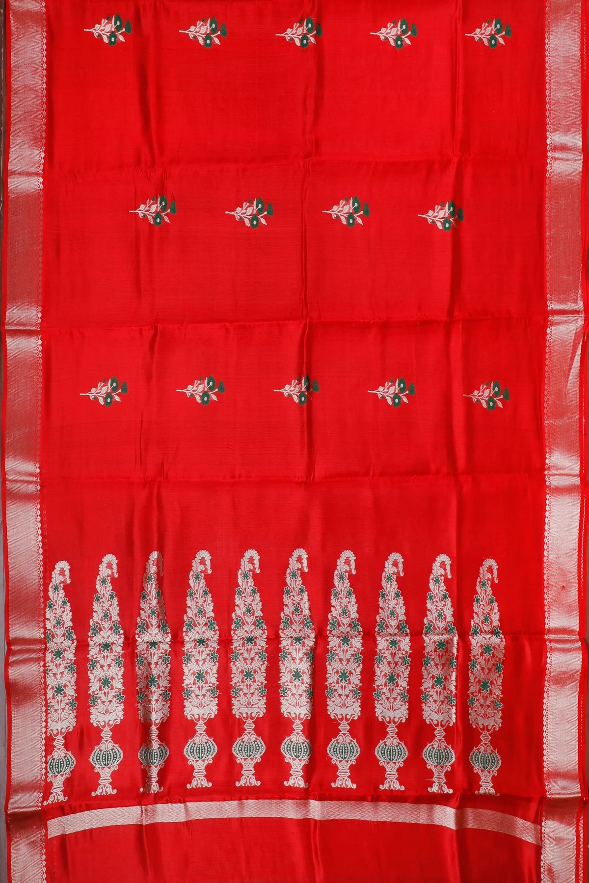 Fresh Red Handloom Chanderi Mashru Silk Saree