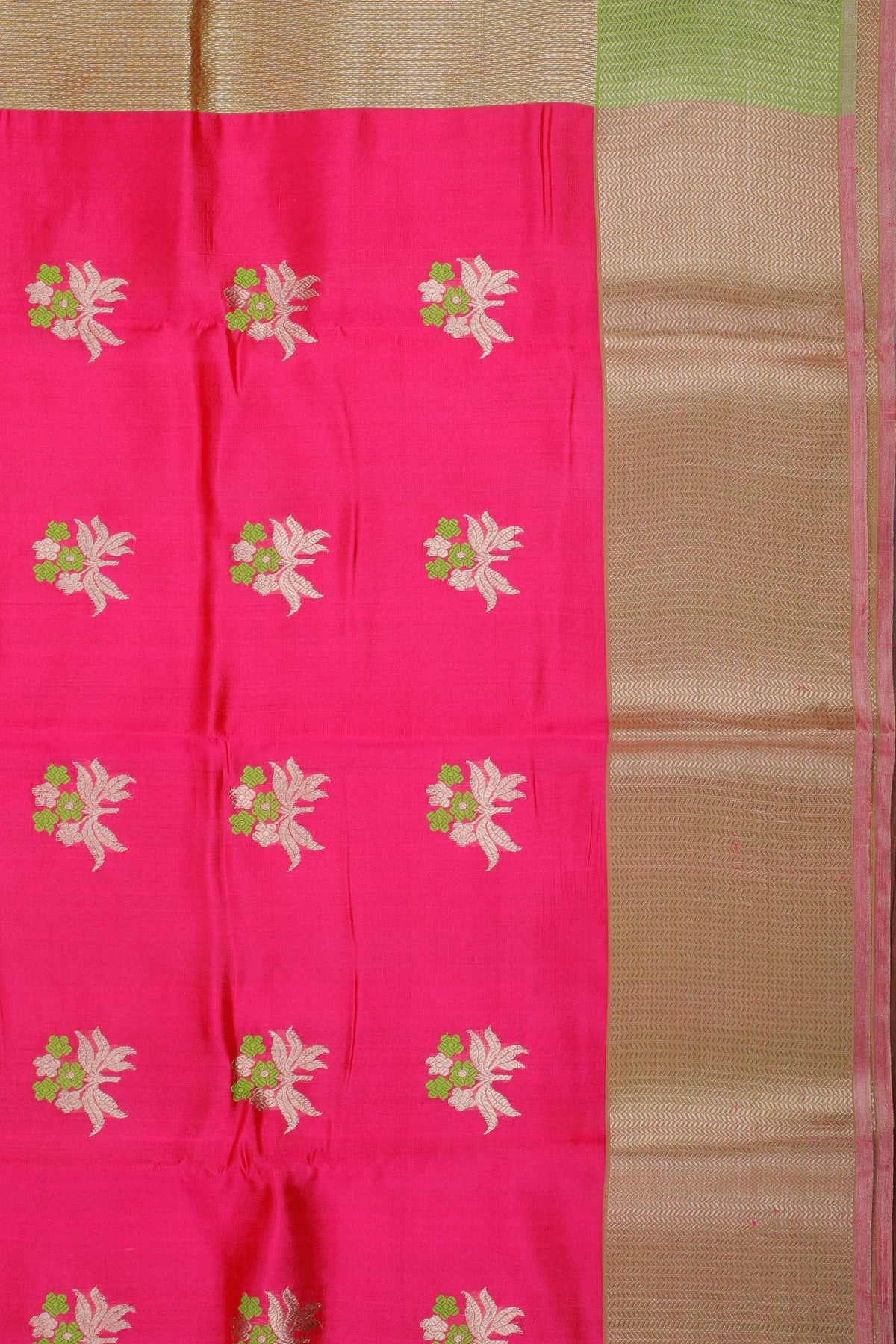 Hot Pink Handloom Chanderi Mashru Silk Saree