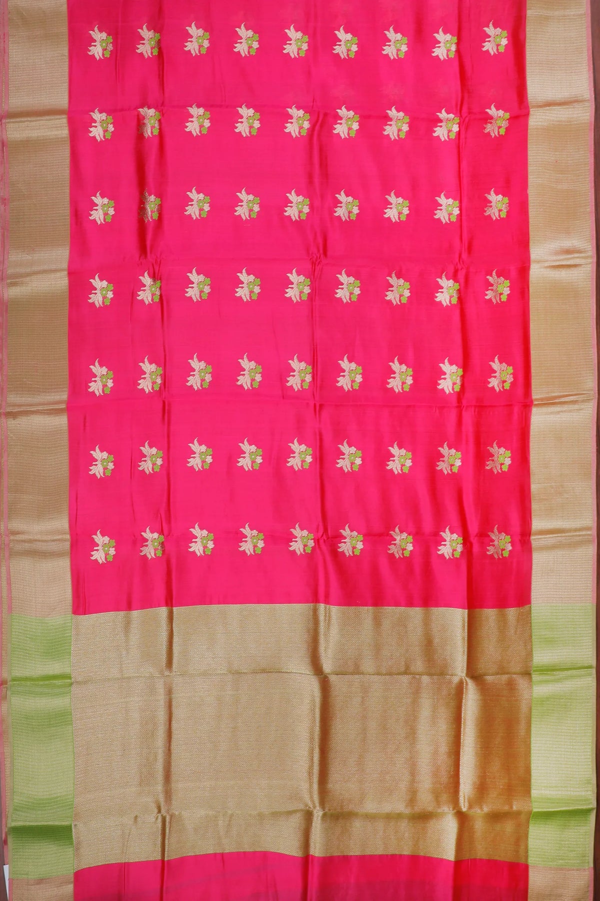 Hot Pink Handloom Chanderi Mashru Silk Saree