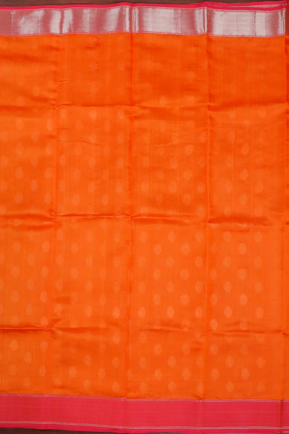 Bright Orange Handloom Chanderi Mashru Silk Saree