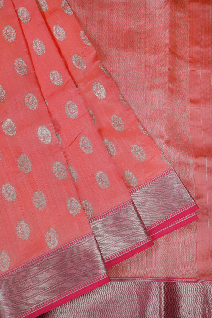Baby Pink Handloom Chanderi Mashru Silk Saree