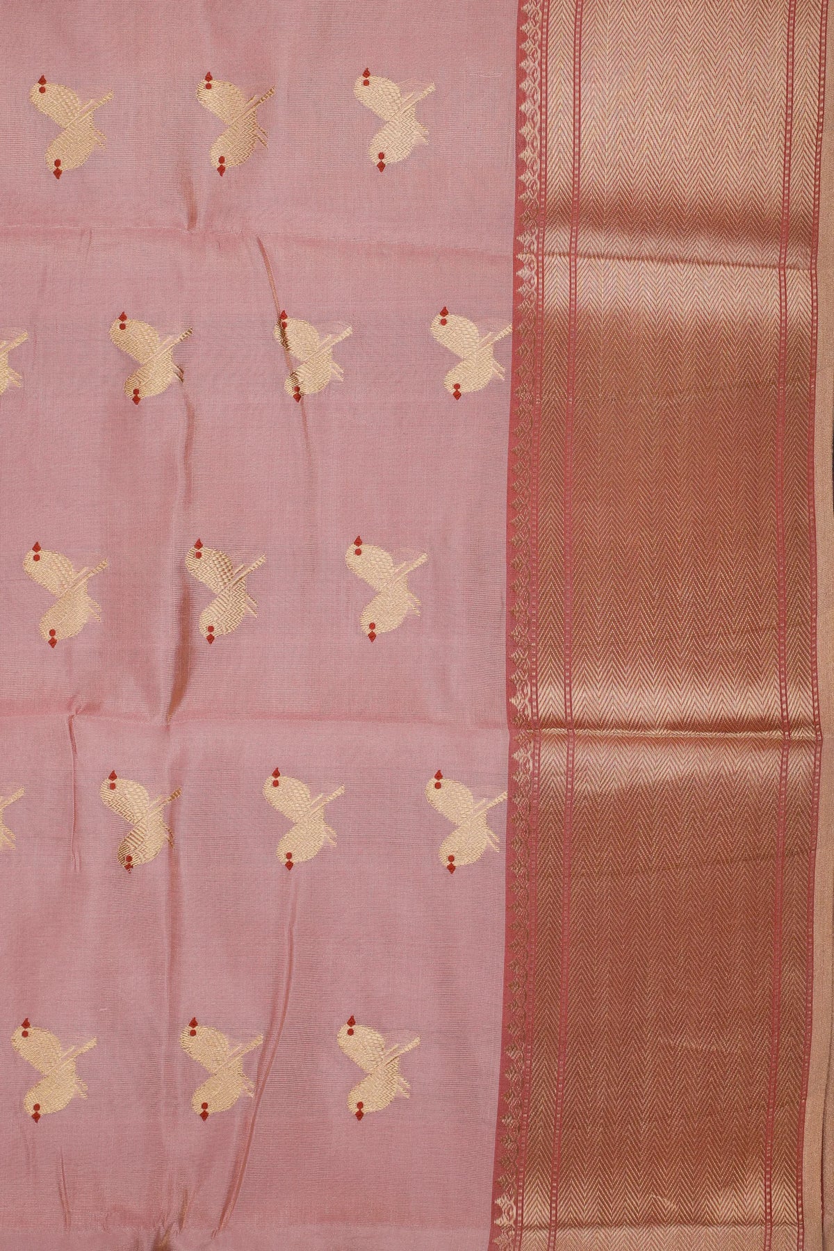 Baby Pink Handloom Tissue Chanderi Mashru Silk Saree