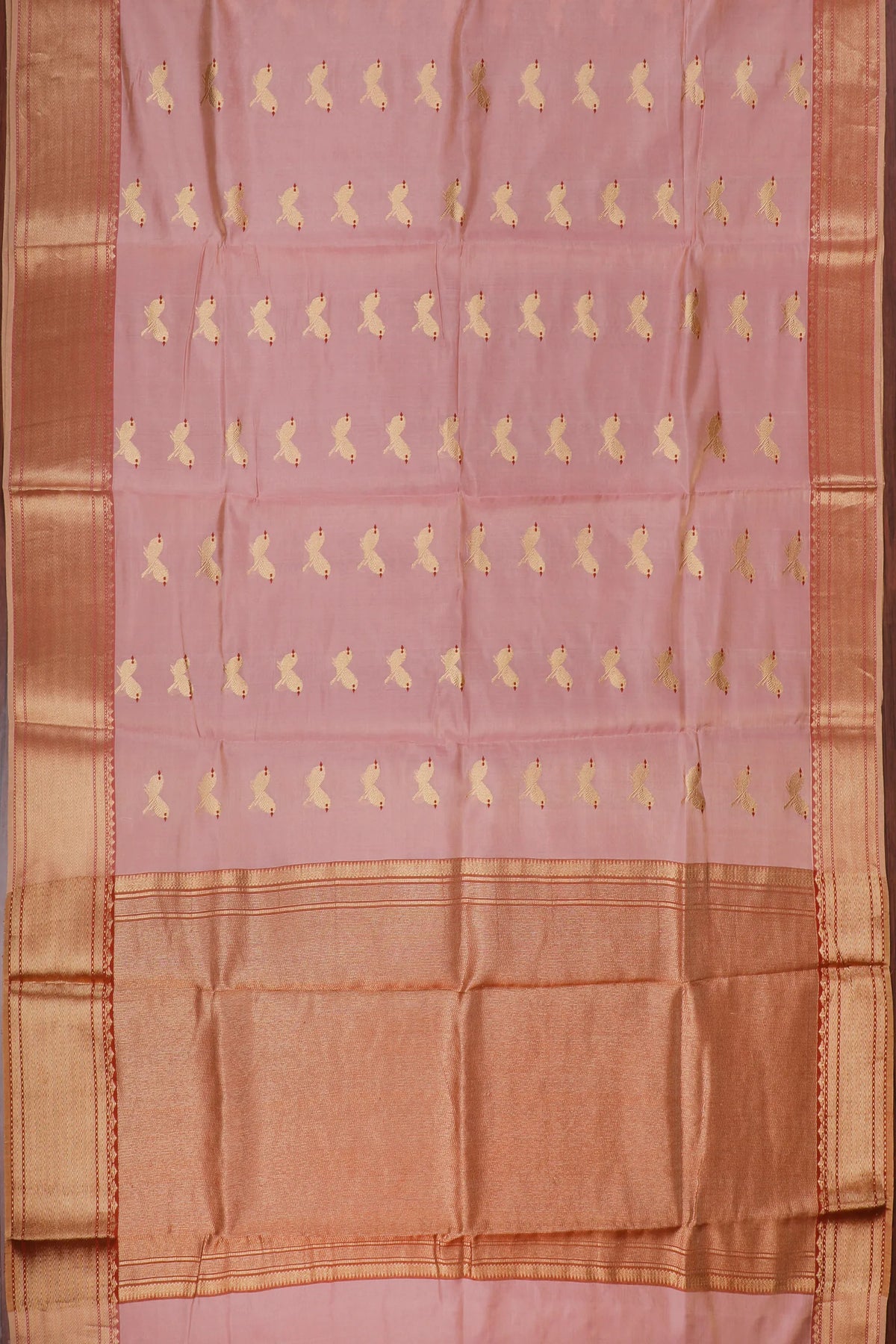 Baby Pink Handloom Tissue Chanderi Mashru Silk Saree
