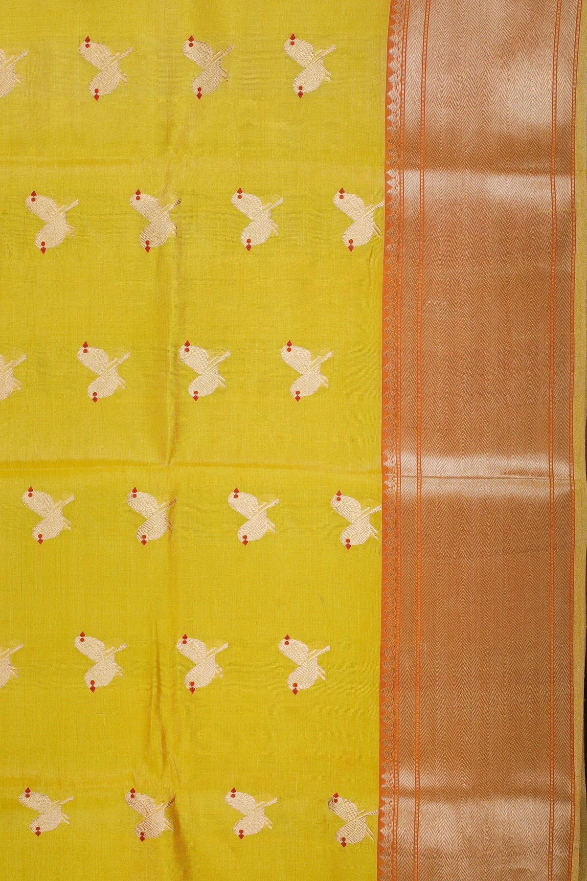 Lemon Yellow Handloom Tissue Chanderi Mashru Silk Saree
