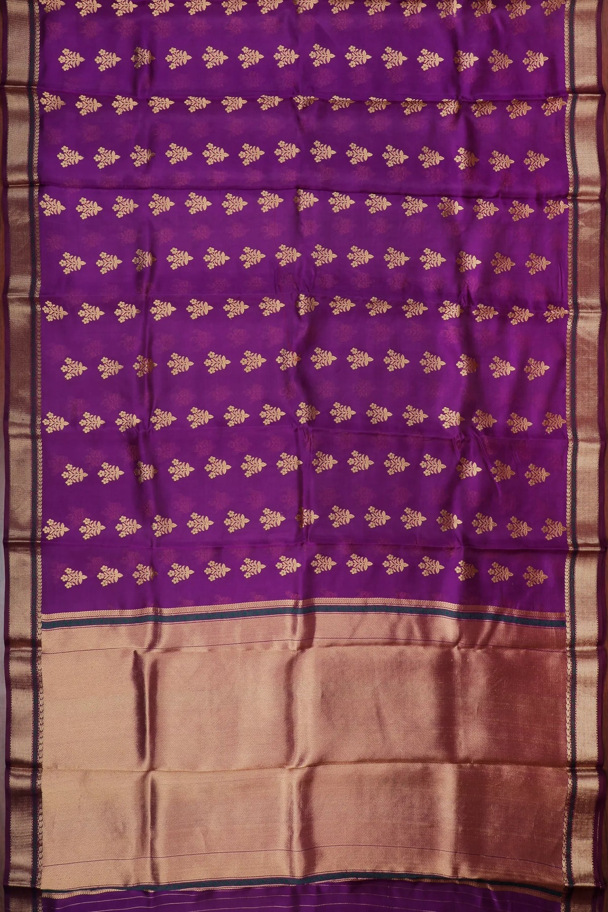 Dark Purple Handloom Chanderi Mashru Silk Saree