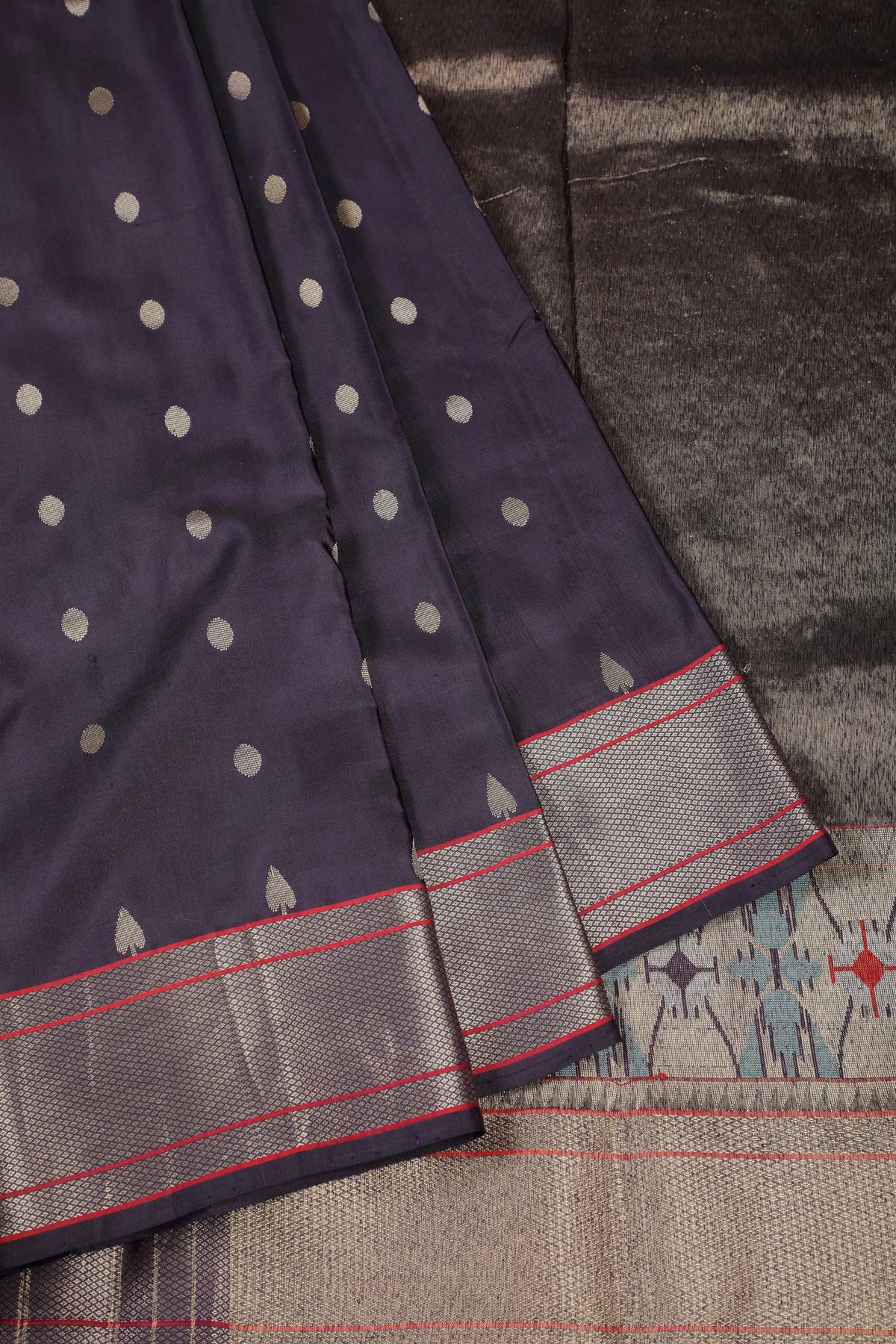 Deep Purple Handloom Pure Silk Chanderi Saree - Revival Design